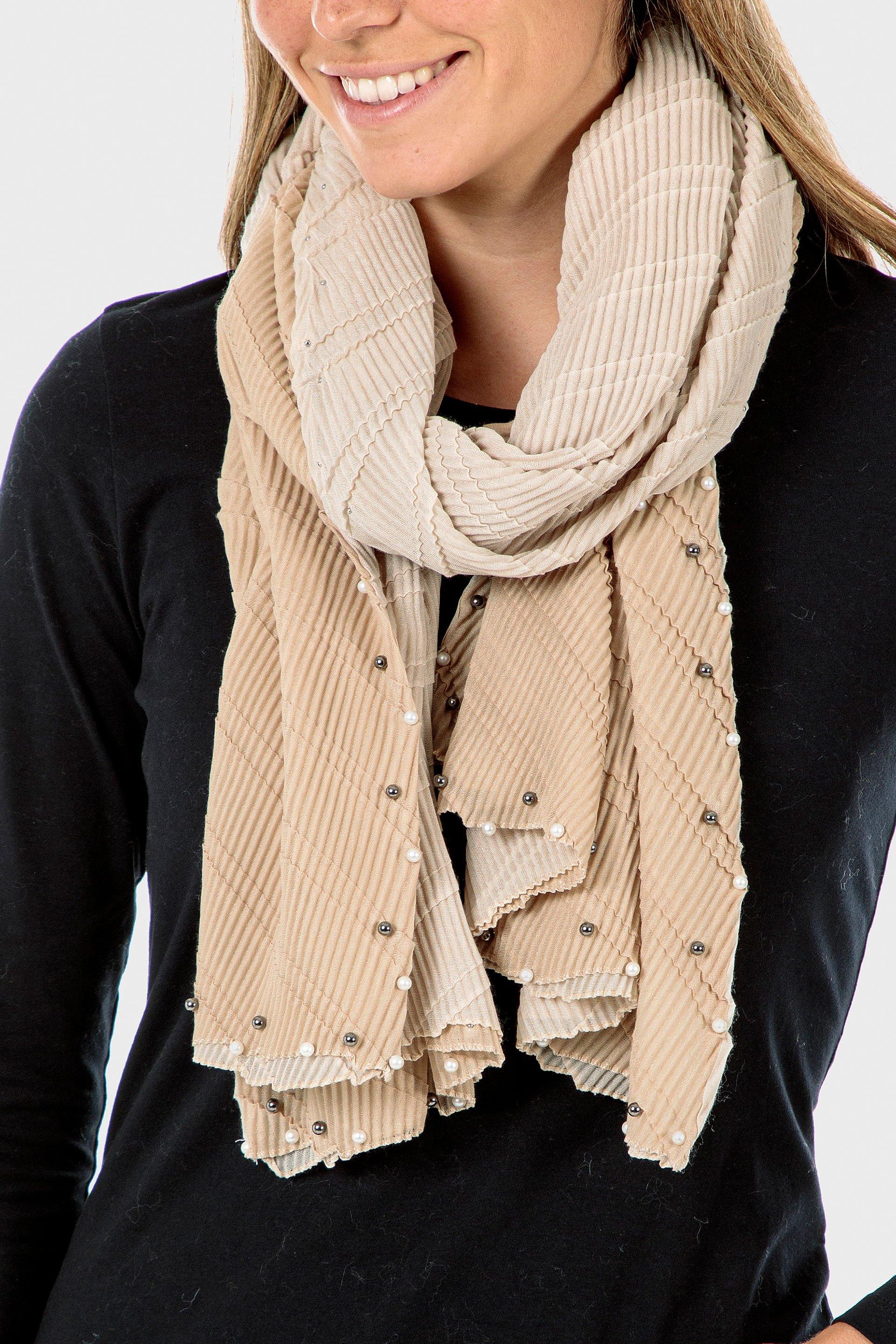 Beige Pleated Pashmina, Women, , large image number 0