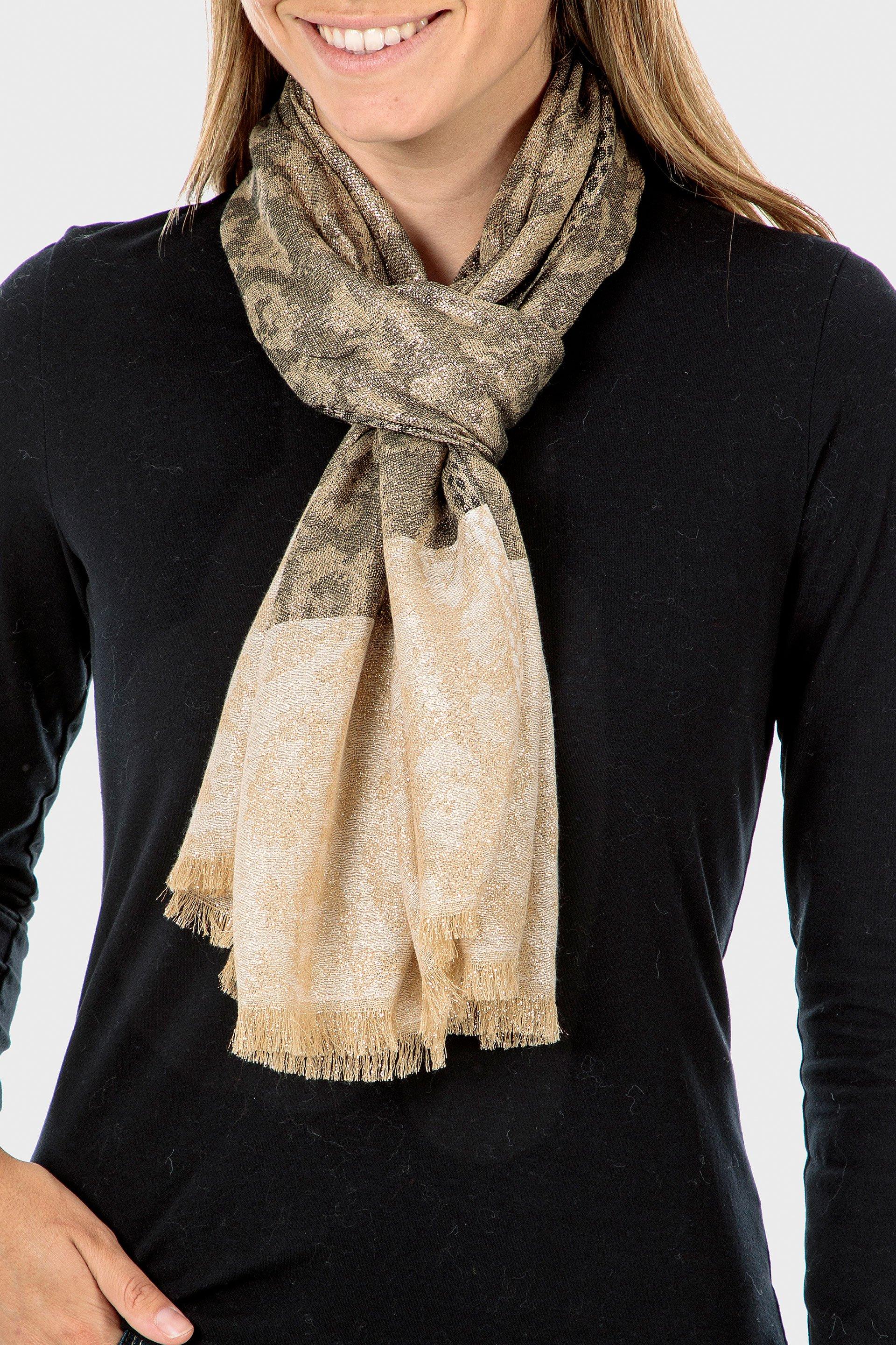 Gold Animal Print Pashmina, Women, , large image number 0