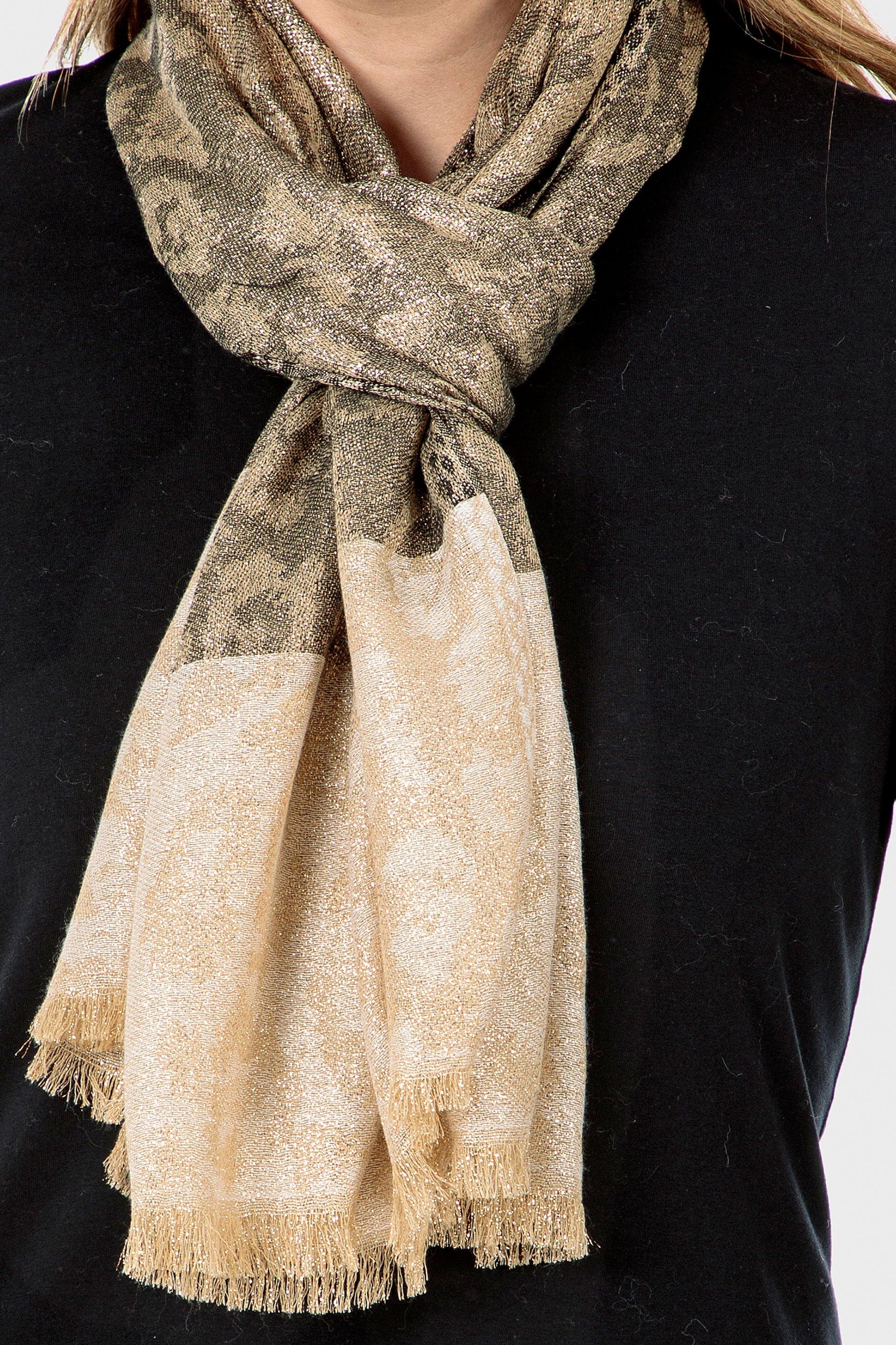 Gold Animal Print Pashmina, Women, , large image number 1