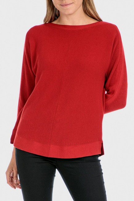 Punt Roma - Red Batwing Sleeve Sweater, Women