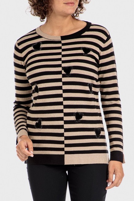 Punt Roma - Black Striped Sweater, Women