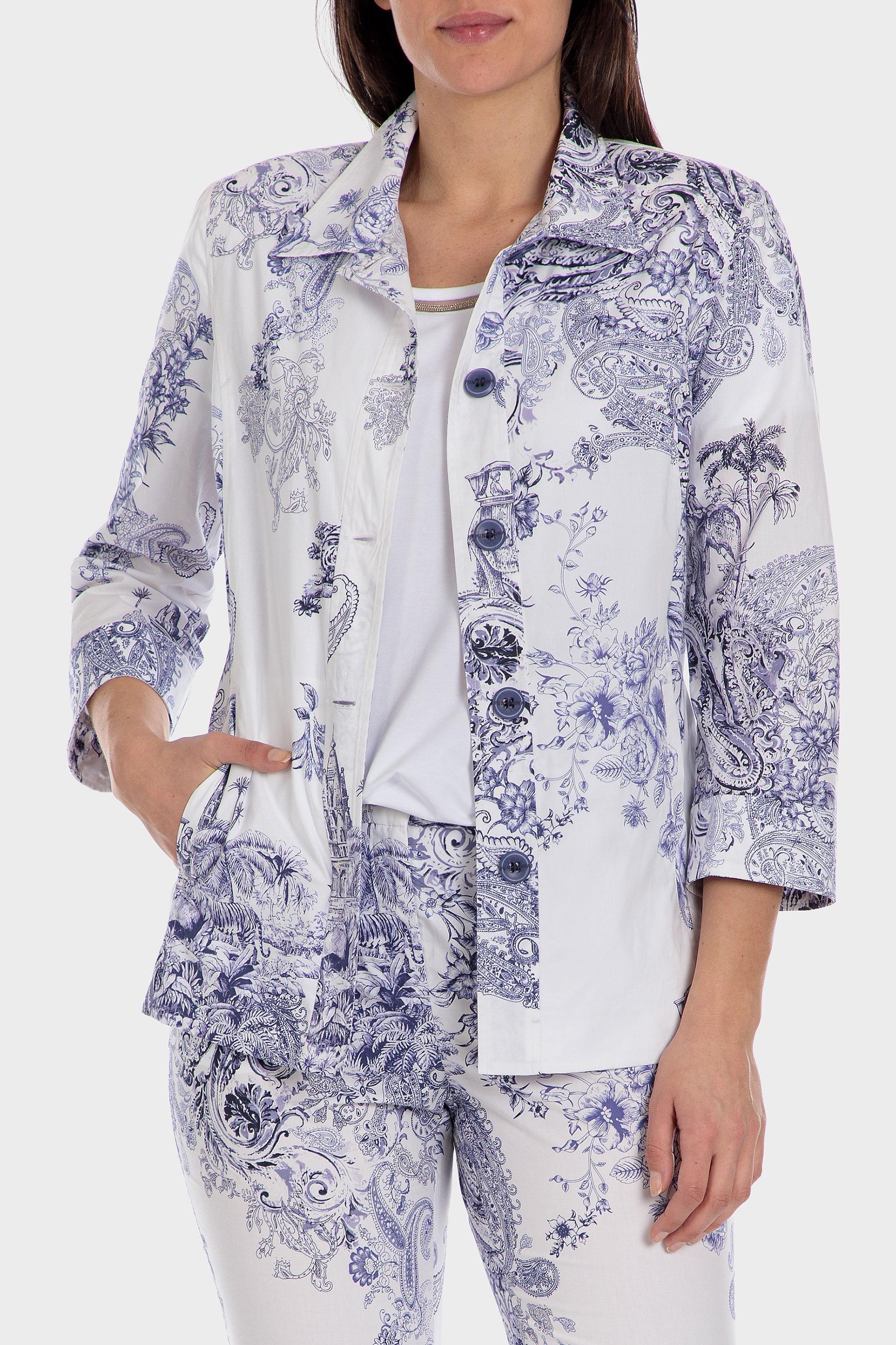 White Printed Jacket, , large image number 0