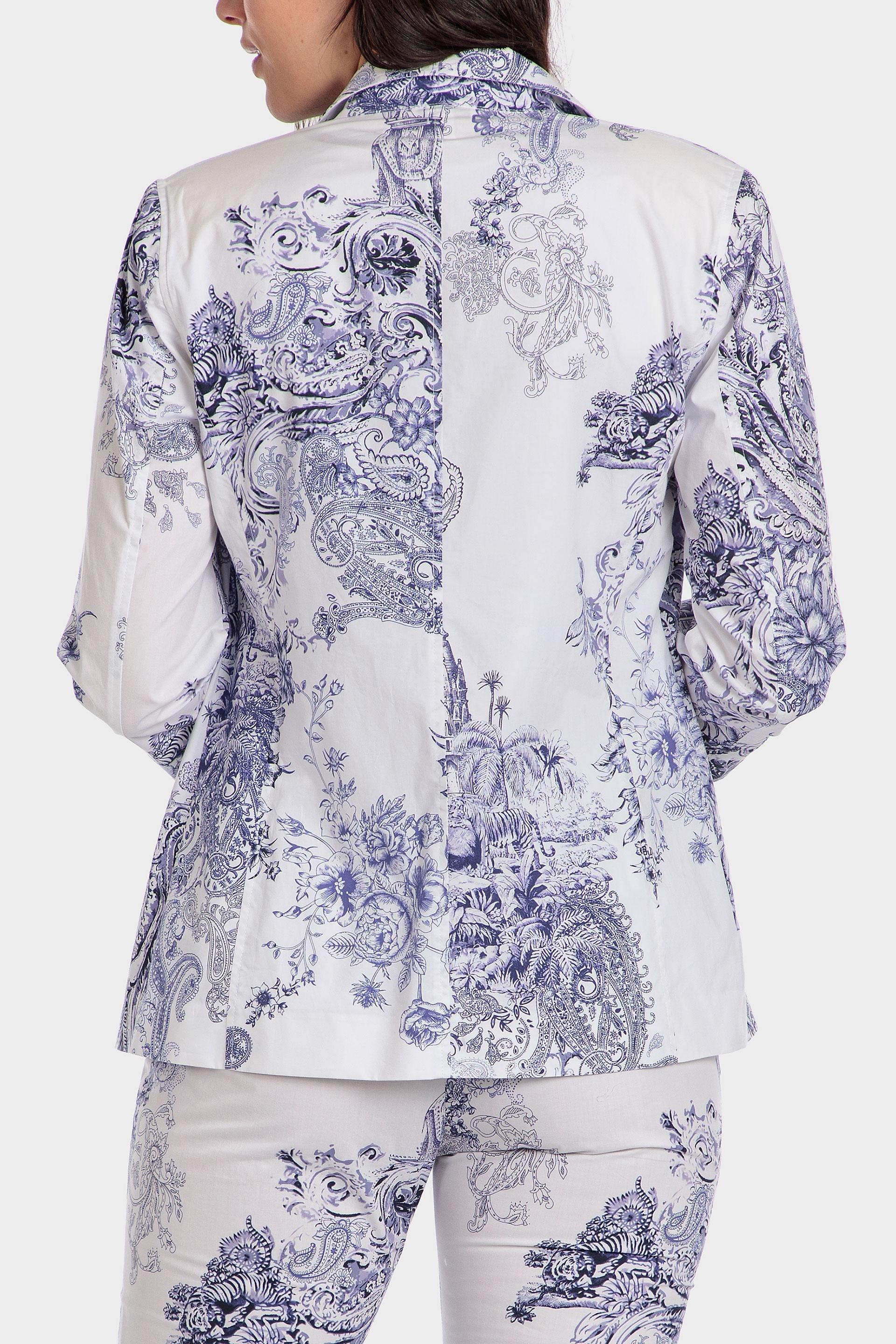 White Printed Jacket, , large image number 1