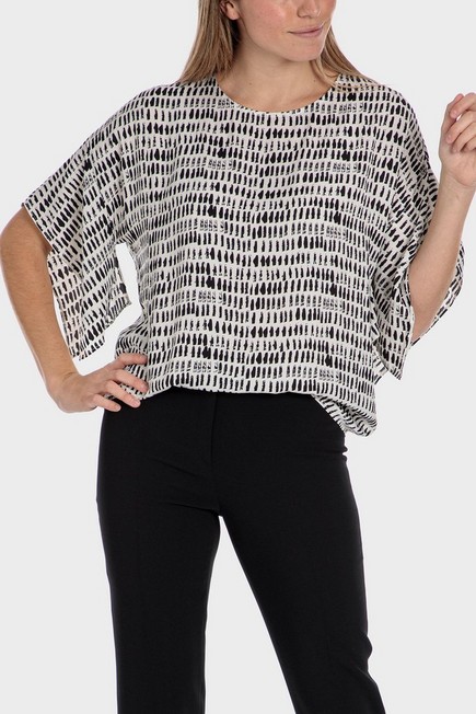 Punt Roma - White Abstract Print Blouse