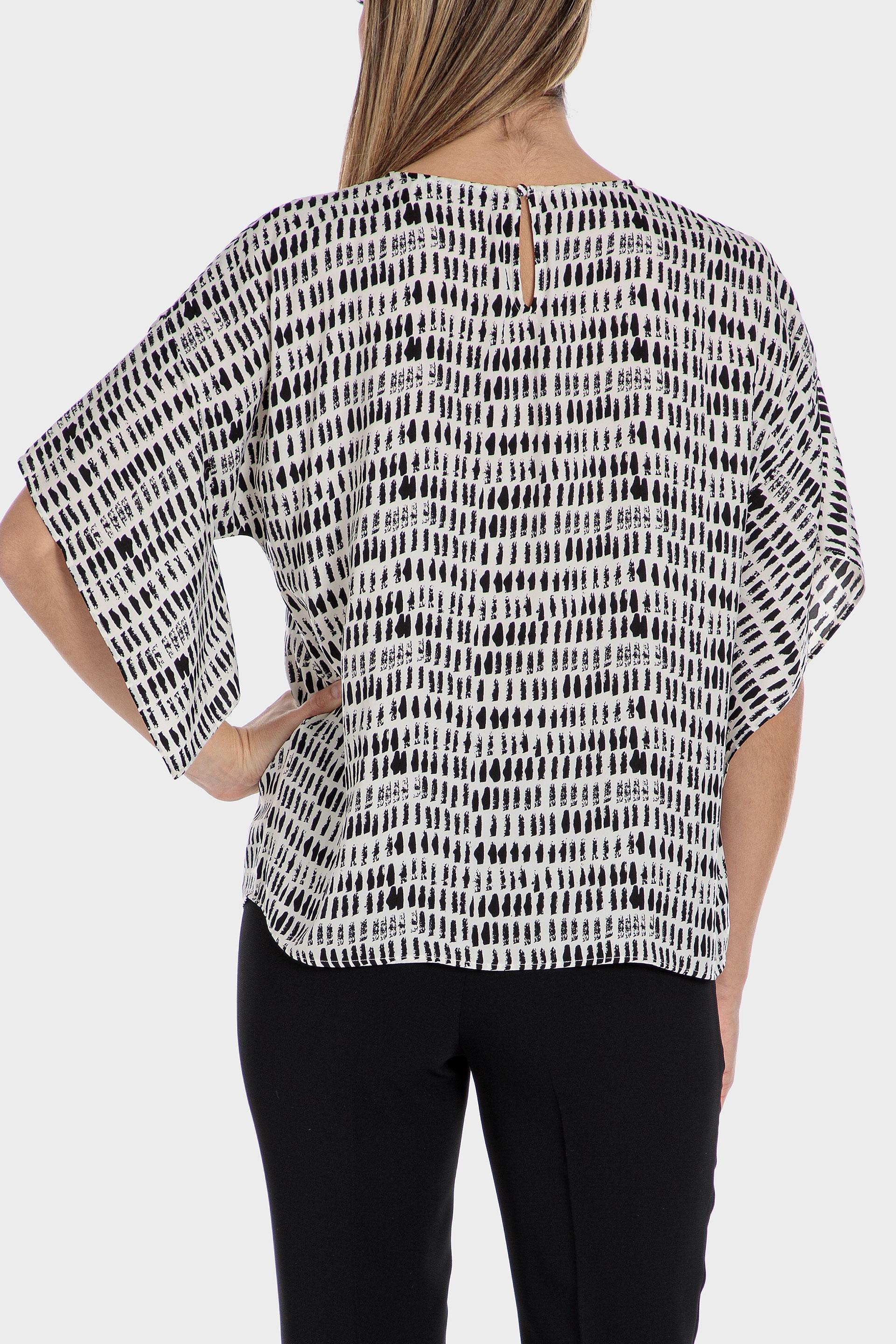 Punt Roma - White Abstract Print Blouse