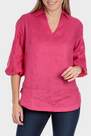 Punt Roma - Pink Embroidered Linen Blouse