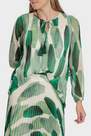 Green Abstract Pleated Blouse