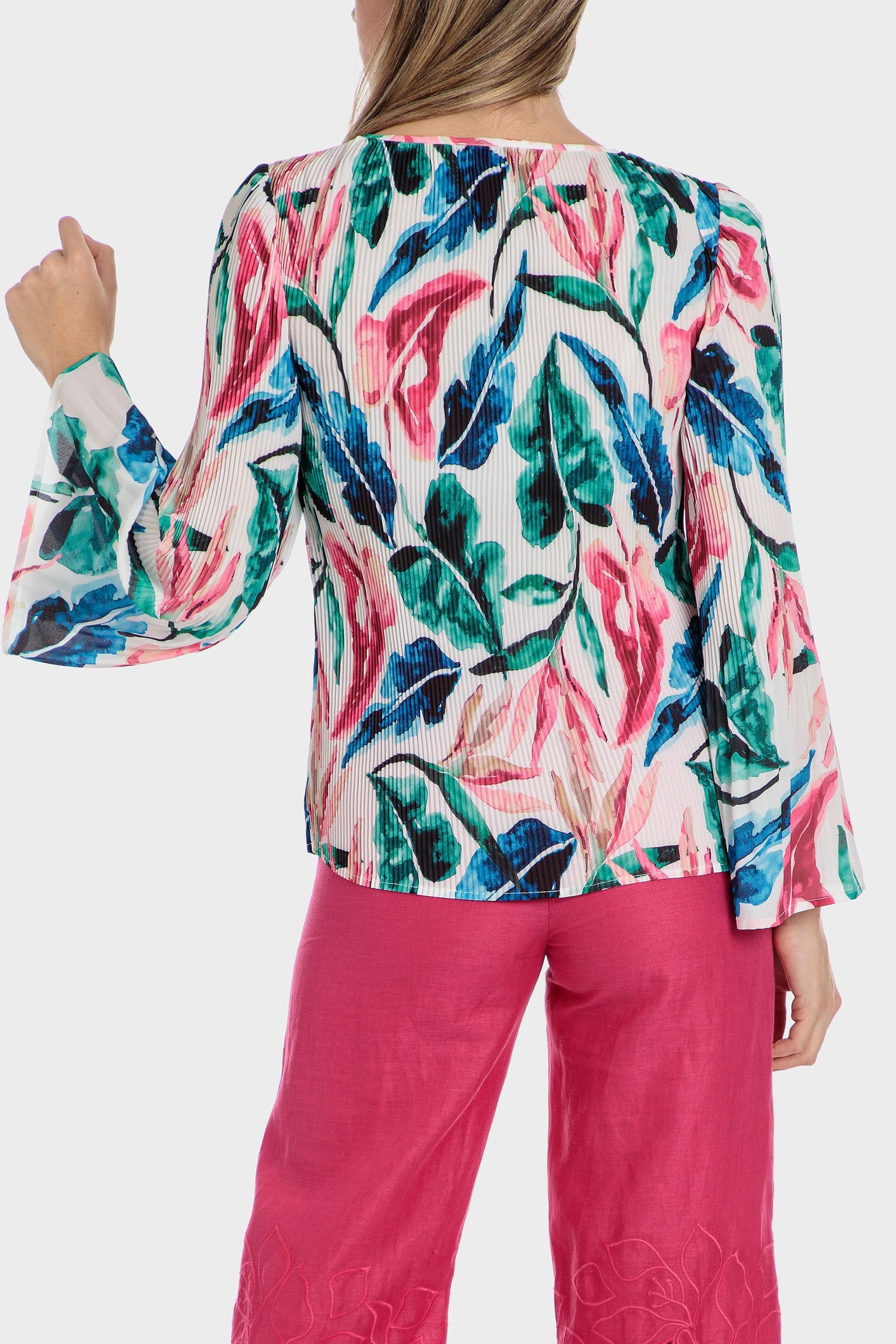 Punt Roma - Multicolor Pleated Loose Fitting Blouse