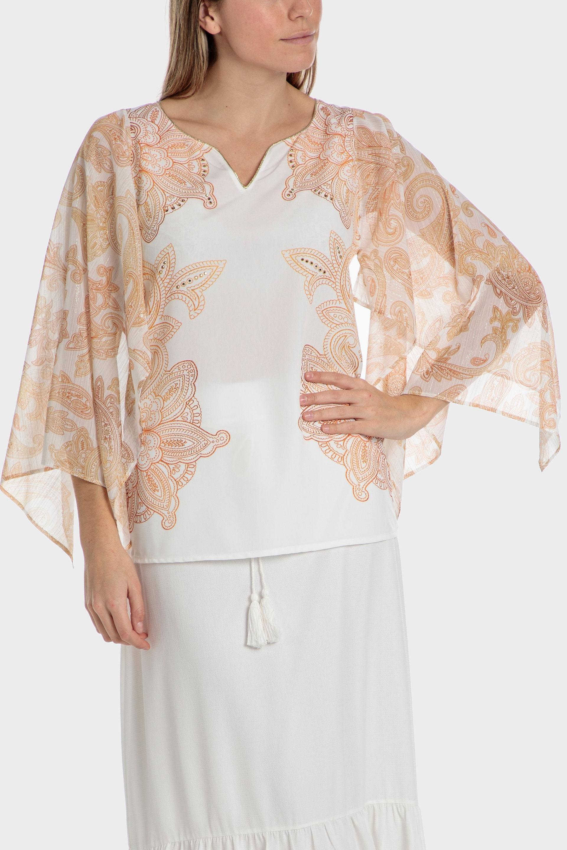 White Printed Blouse, , large image number 0