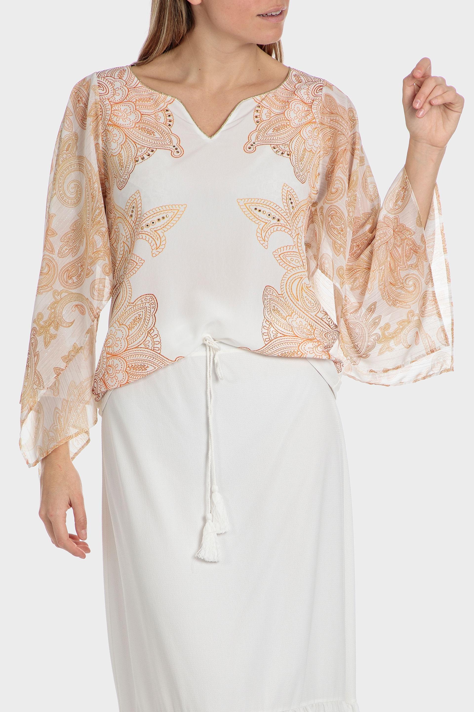 White Printed Blouse, , large image number 2