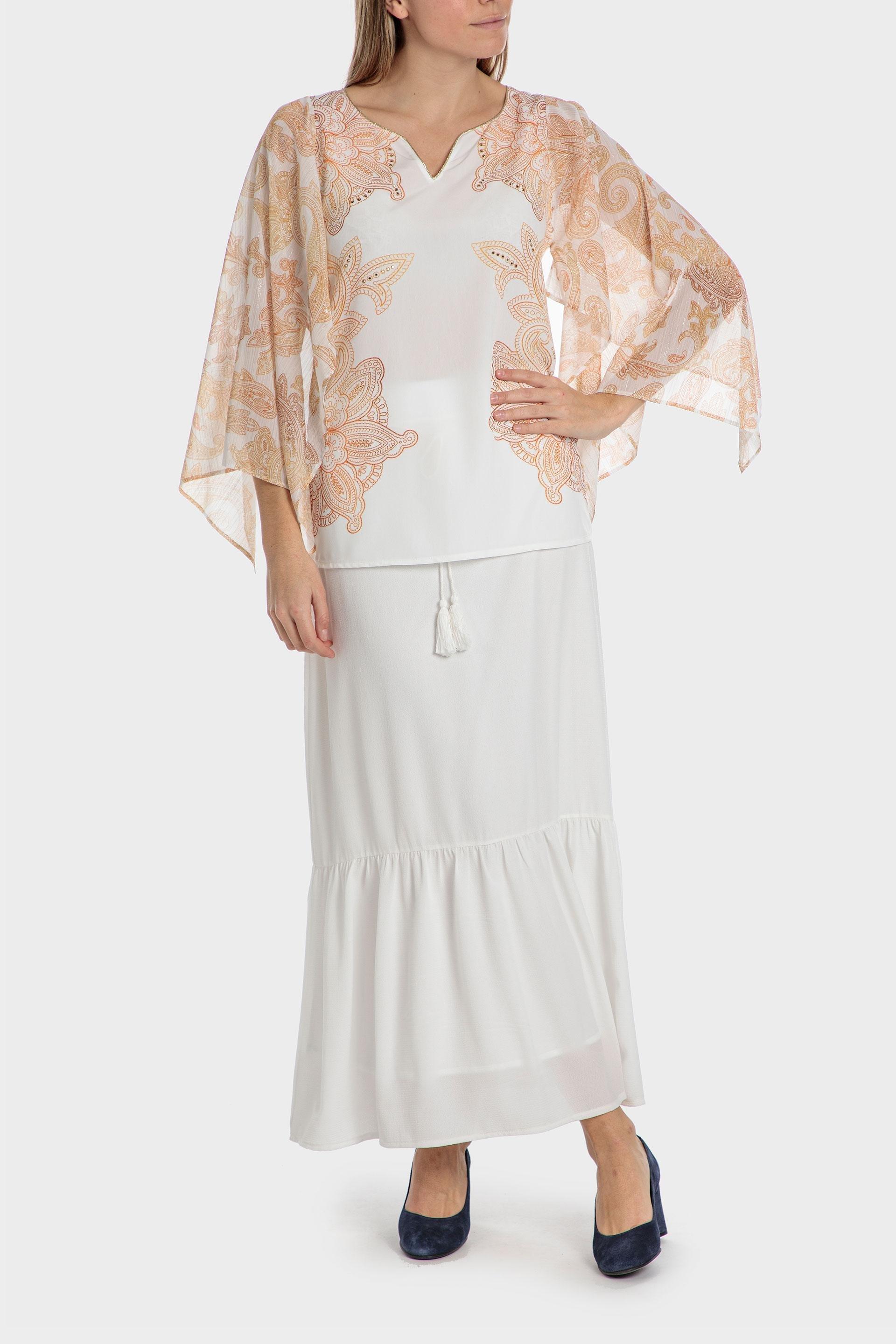White Printed Blouse, , large image number 3