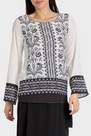 White Printed Blouse With Gemstone