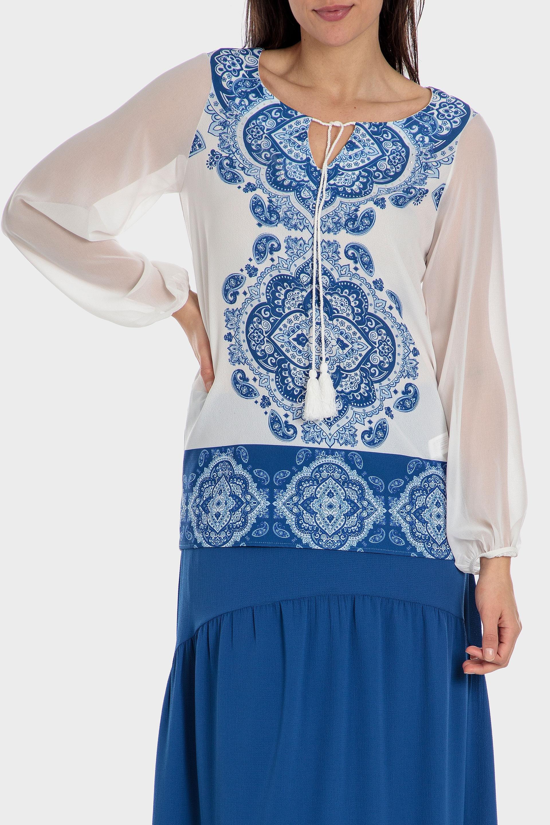 تي شيرت مطبوعة بحجر كريم أبيض, , large image number 0