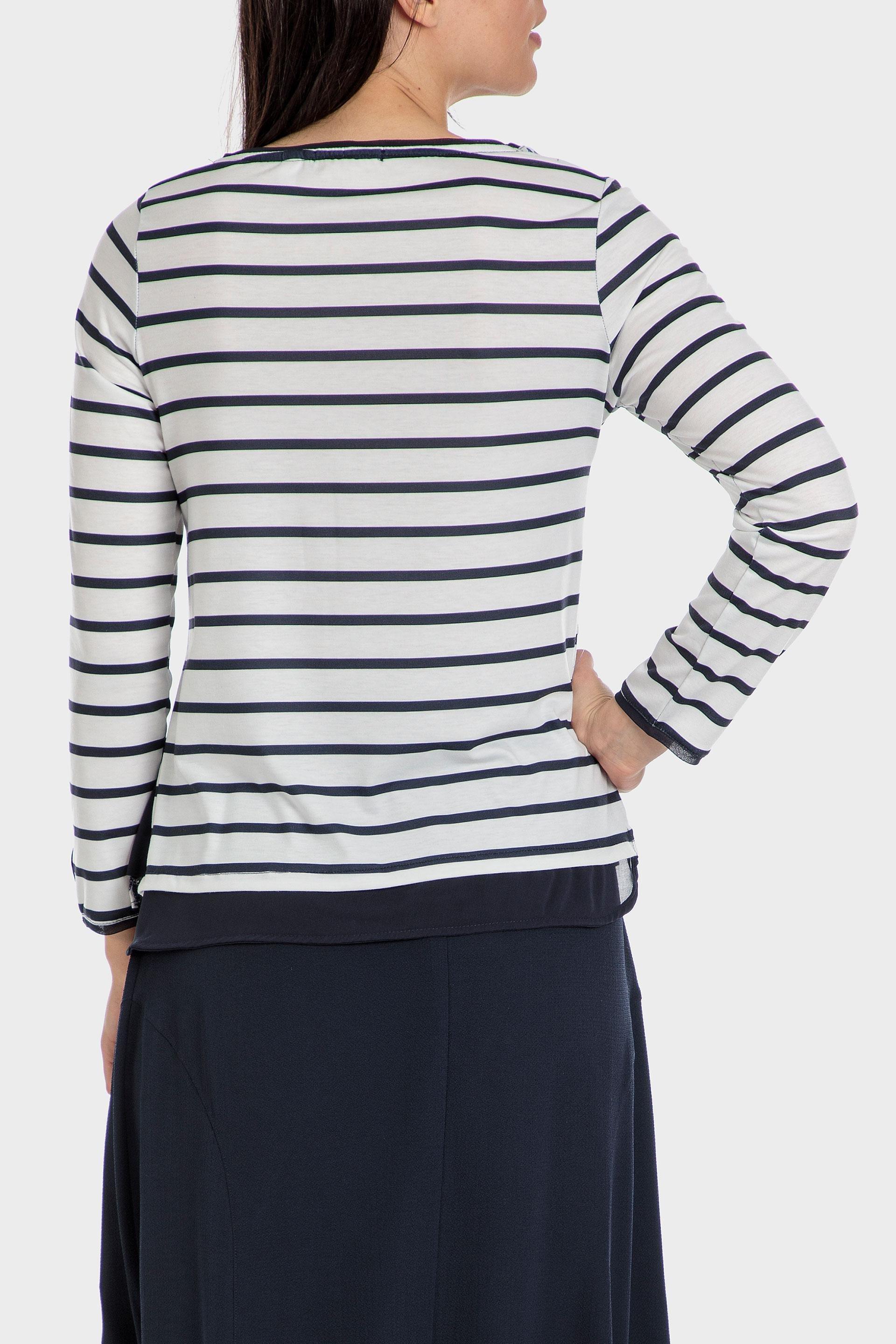 White Floral Striped Long Sleeve Top, , large image number 1