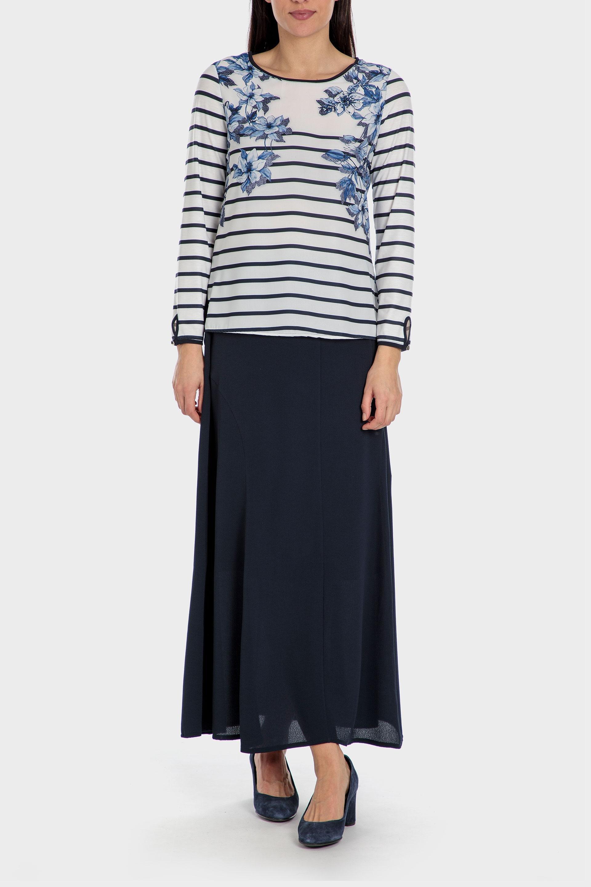 White Floral Striped Long Sleeve Top, , large image number 2