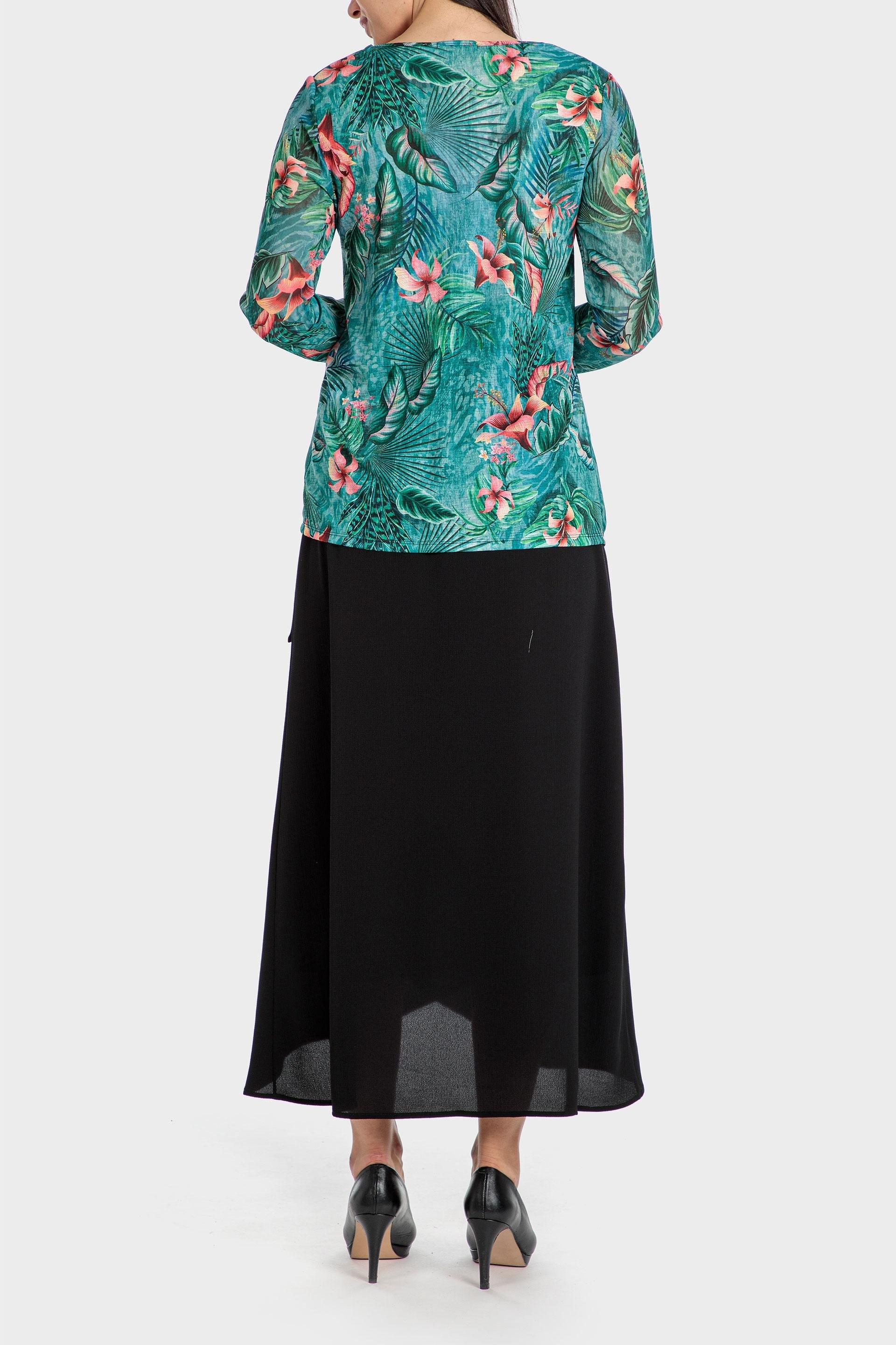 Green Tropical Print Blouse, , large image number 3