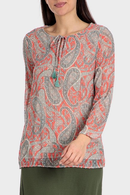 Punt Roma - Light Grey Cashmere Embroidered Blouse