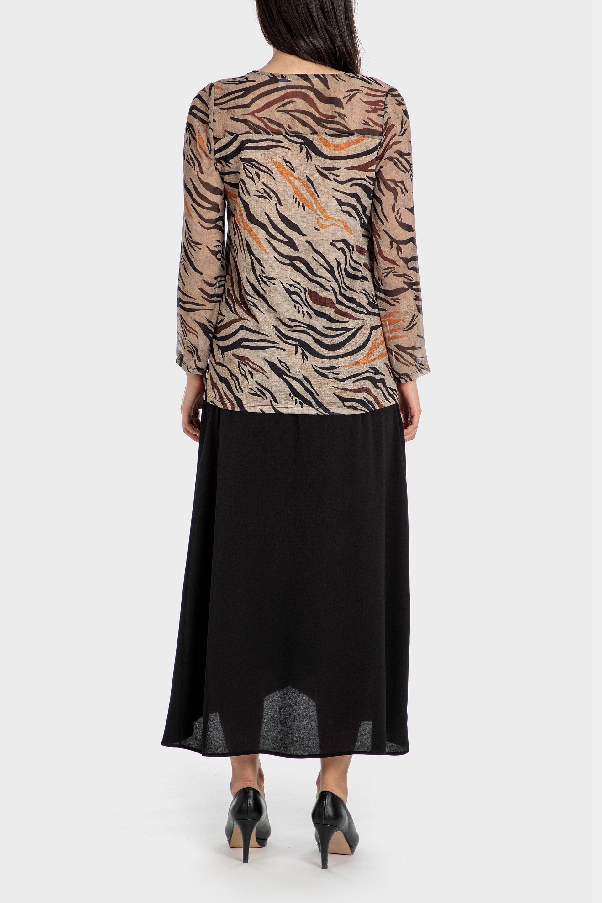 Punt Roma - Brown Animal Printed Long Sleeve Top