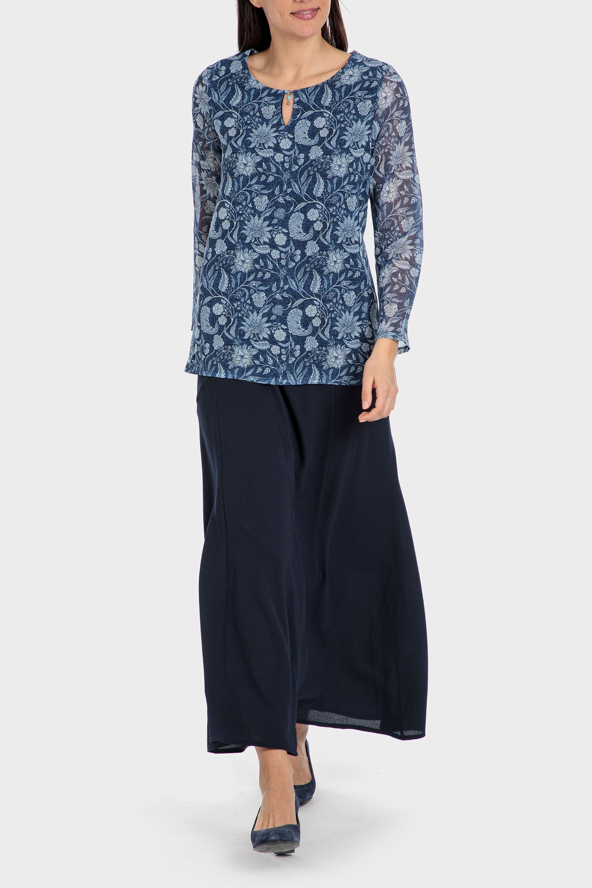 Blue Floral Print Blouse, , large image number 2