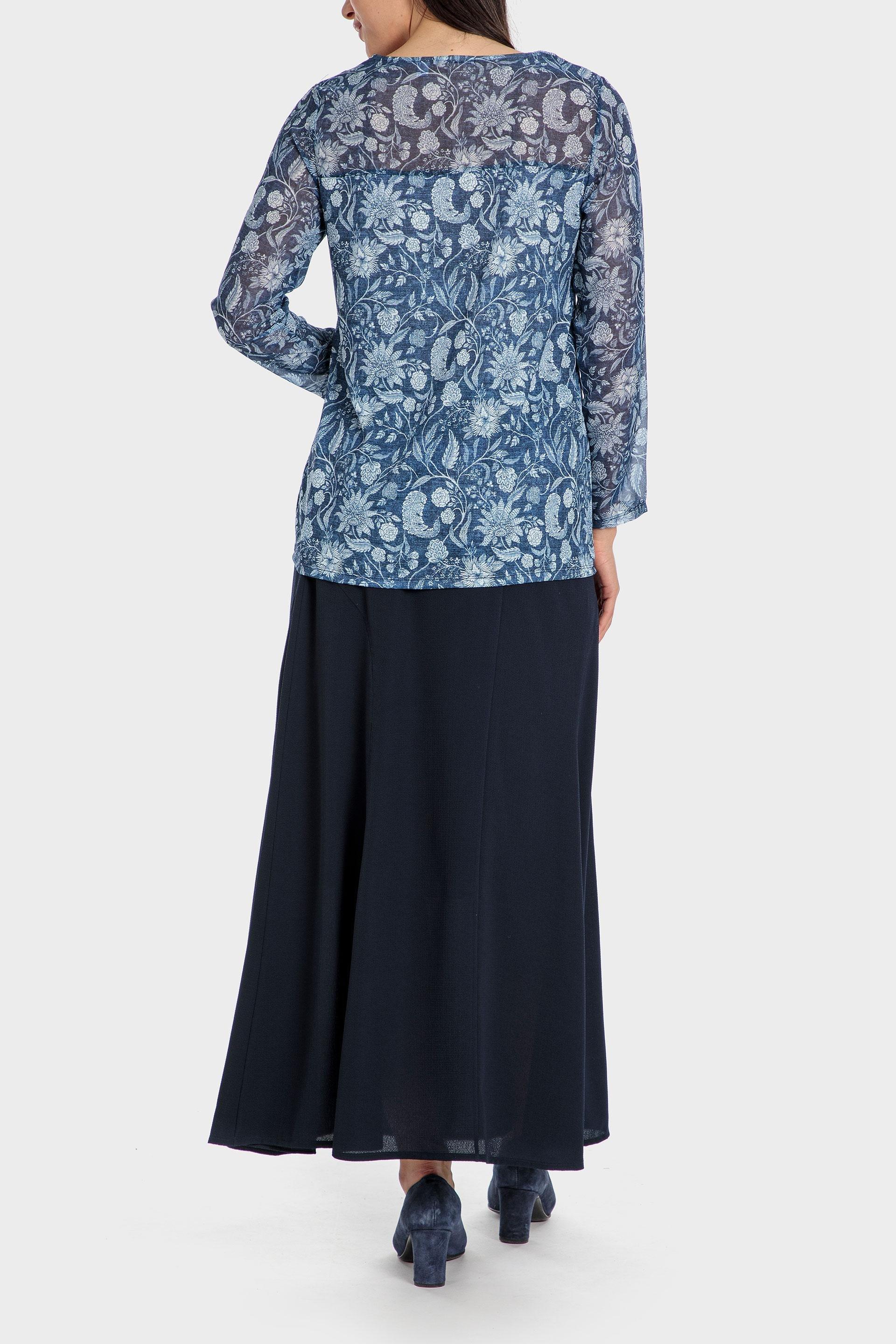 Blue Floral Print Blouse, , large image number 3
