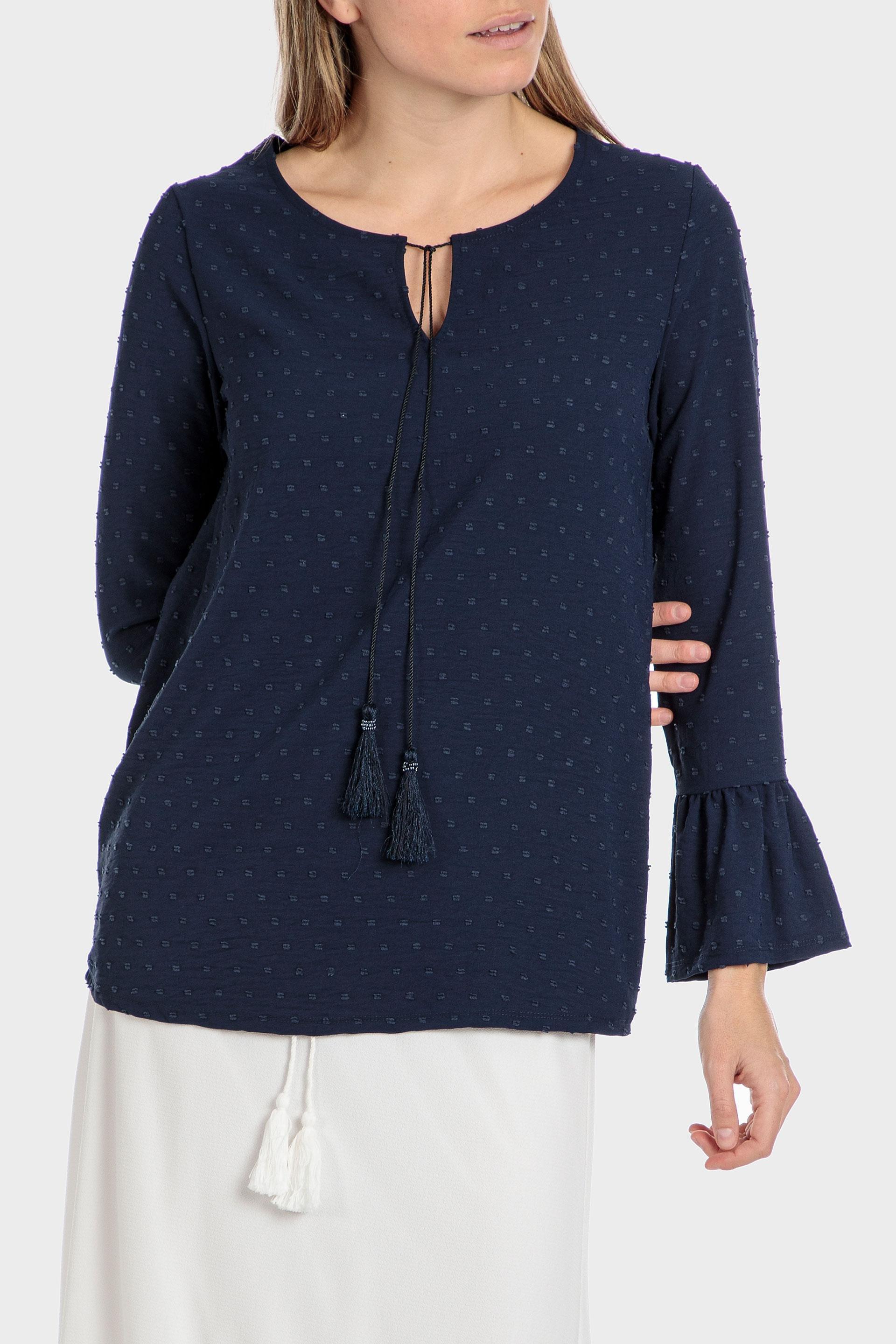 Navy Plumetti Blouse, , large image number 0