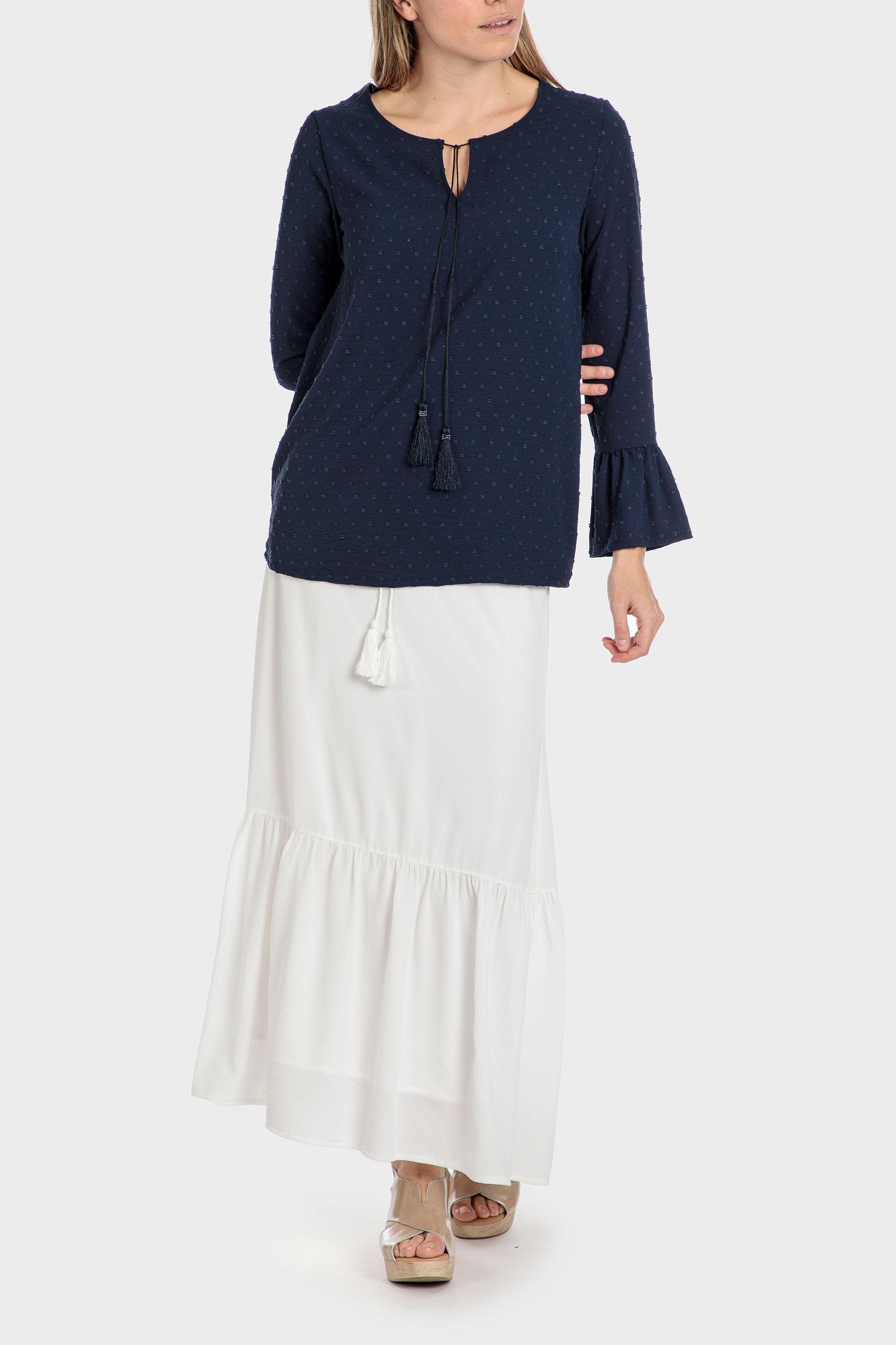 Navy Plumetti Blouse, , large image number 2