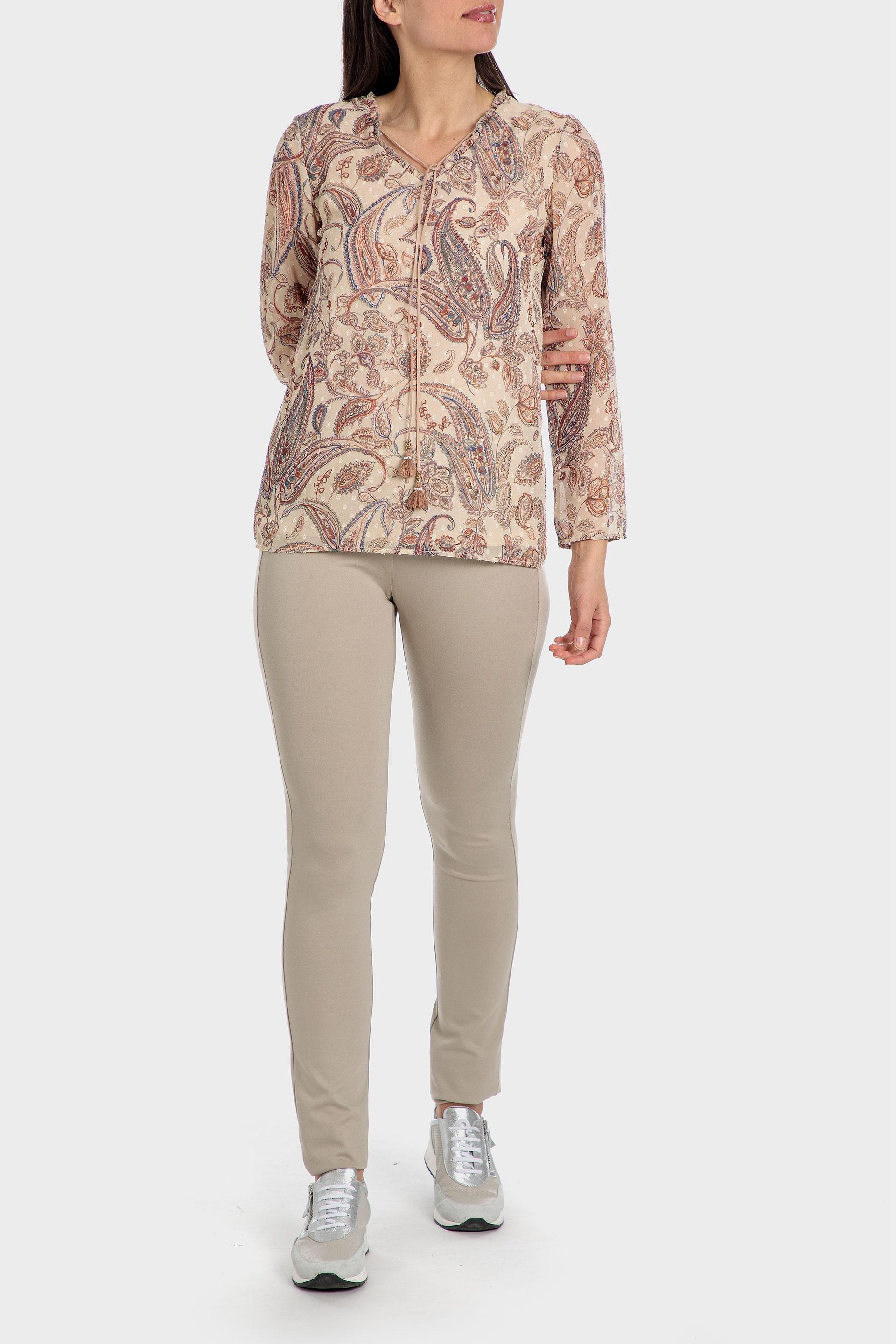 Beige Printed Plumetti Blouse, , large image number 2