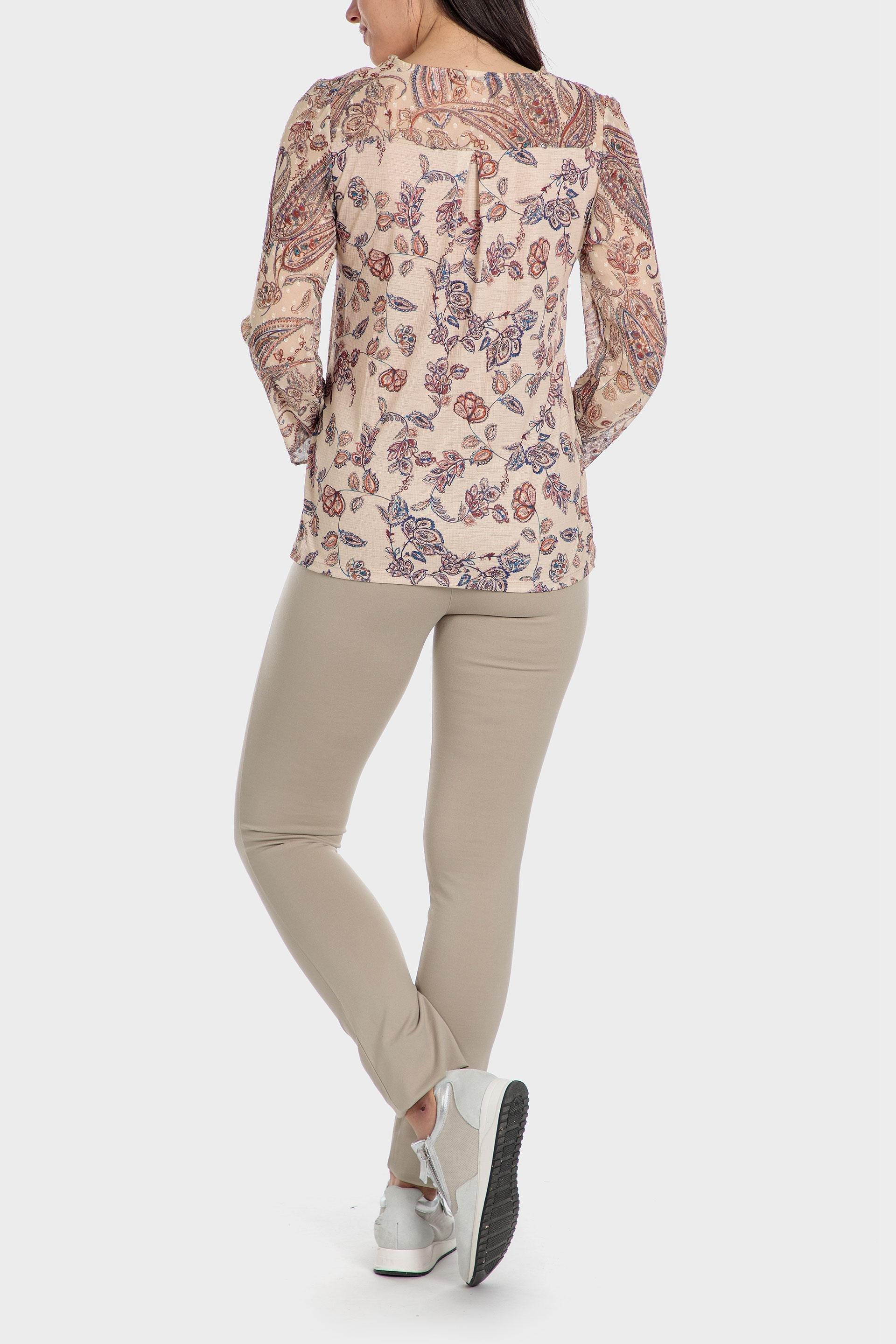 Beige Printed Plumetti Blouse, , large image number 3