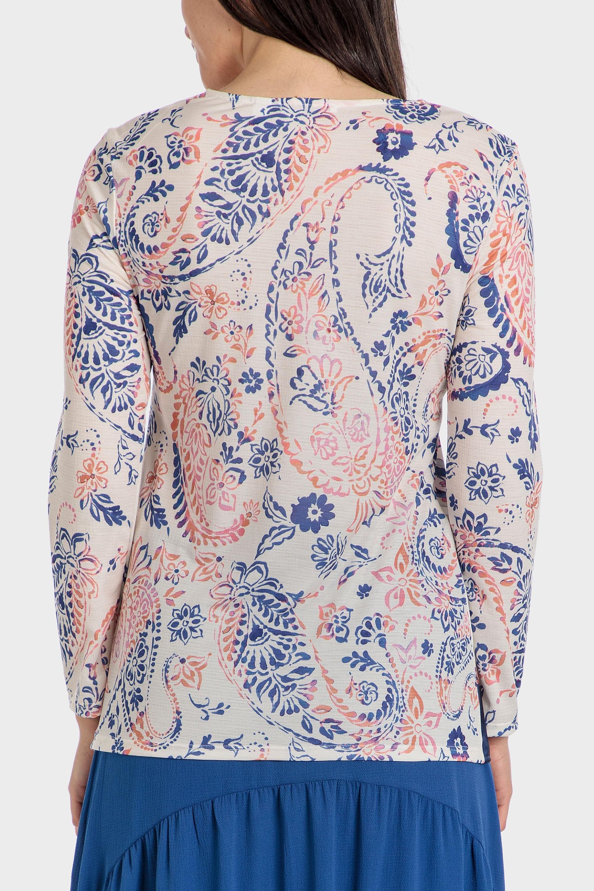 Punt Roma - White Cashmere Print Blouse