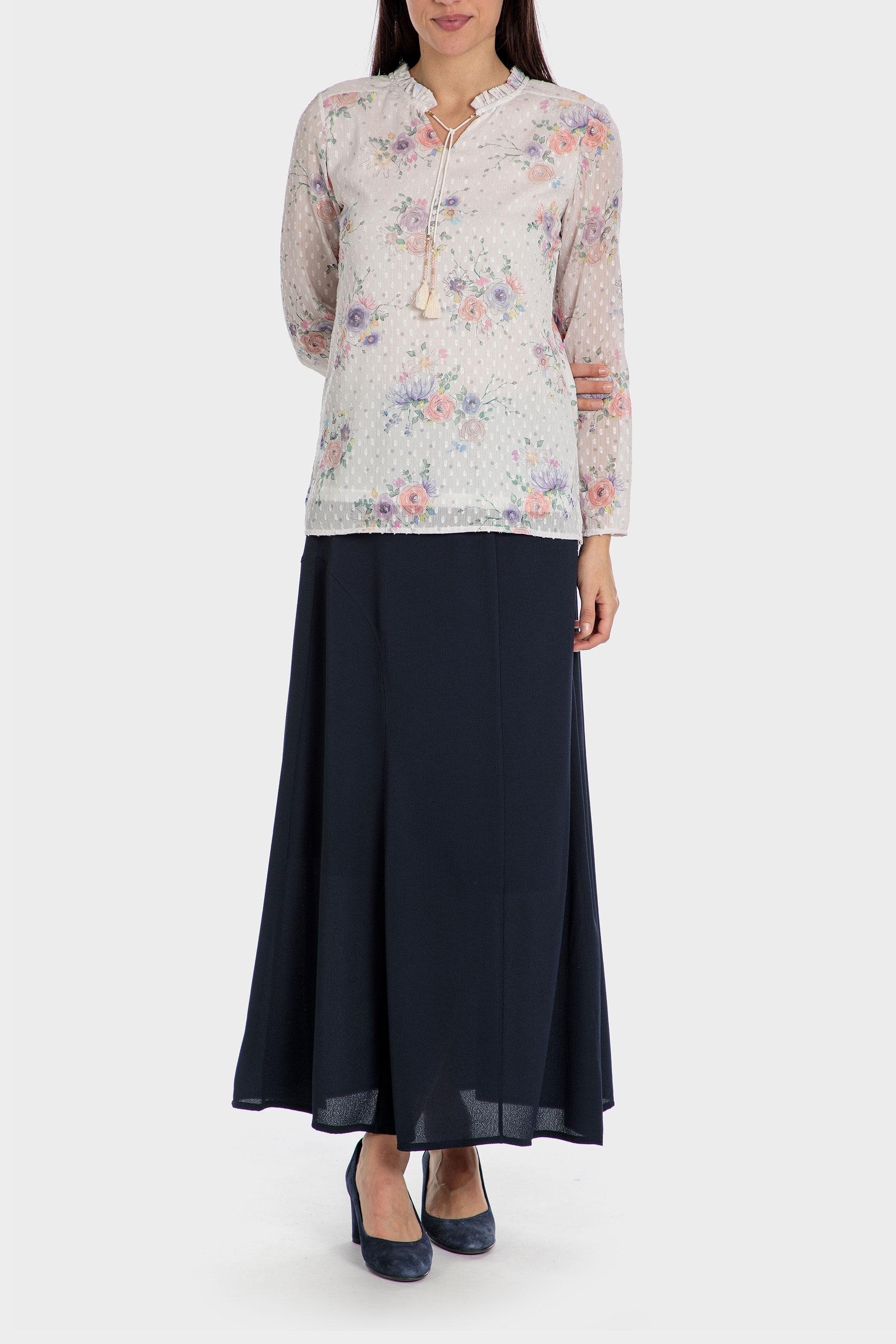 Punt Roma - White Printed Plumetti Blouse