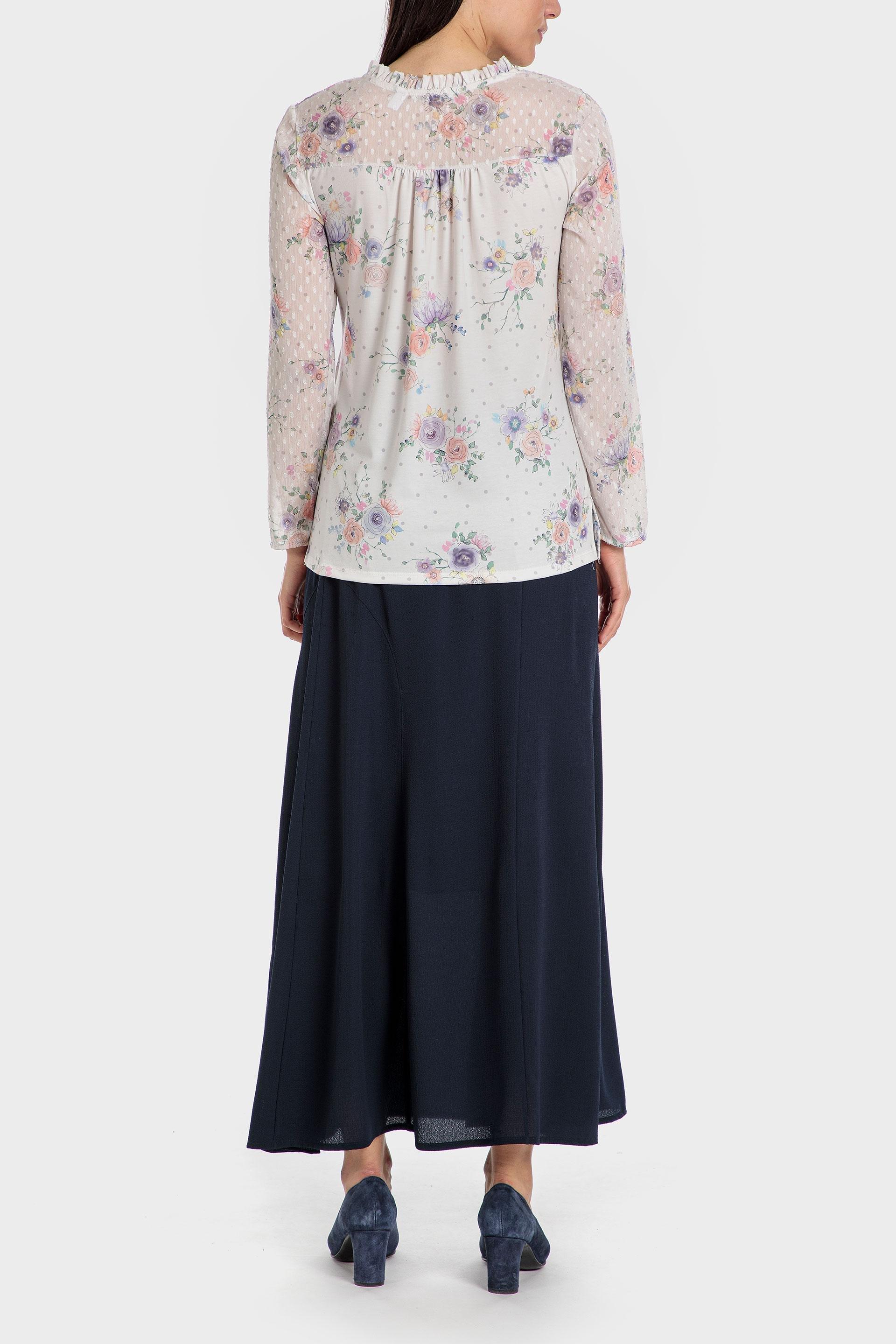 White Printed Plumetti Blouse, , large image number 3