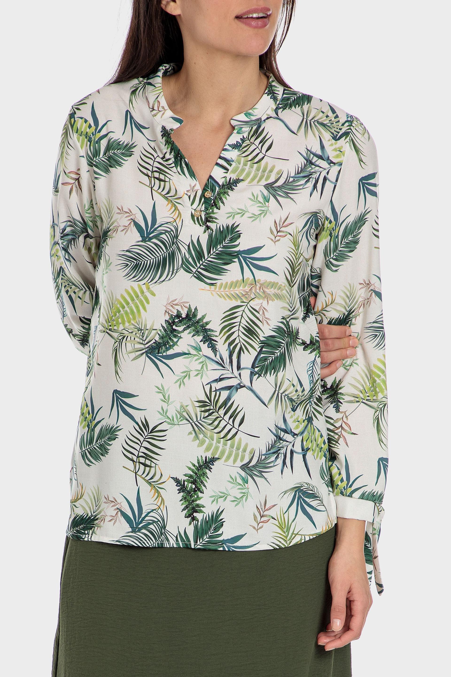 Punt Roma - Green Tropical Print Blouse