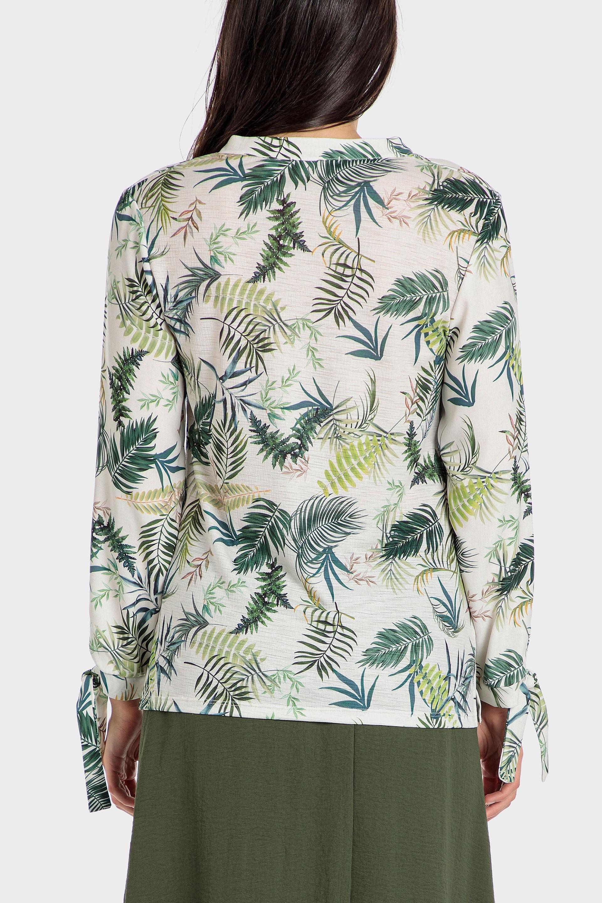 Green Tropical Print Blouse, , large image number 1
