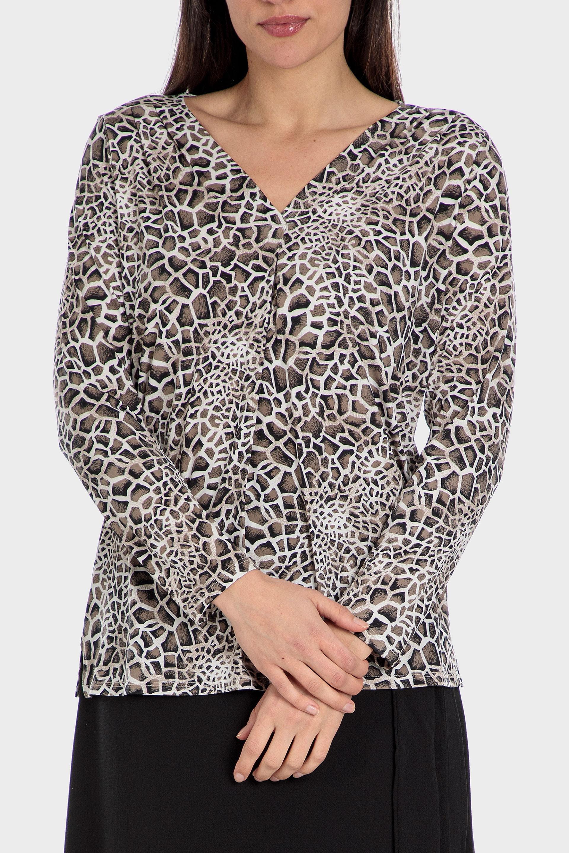 Punt Roma - Brown Printed Long Sleeve Top