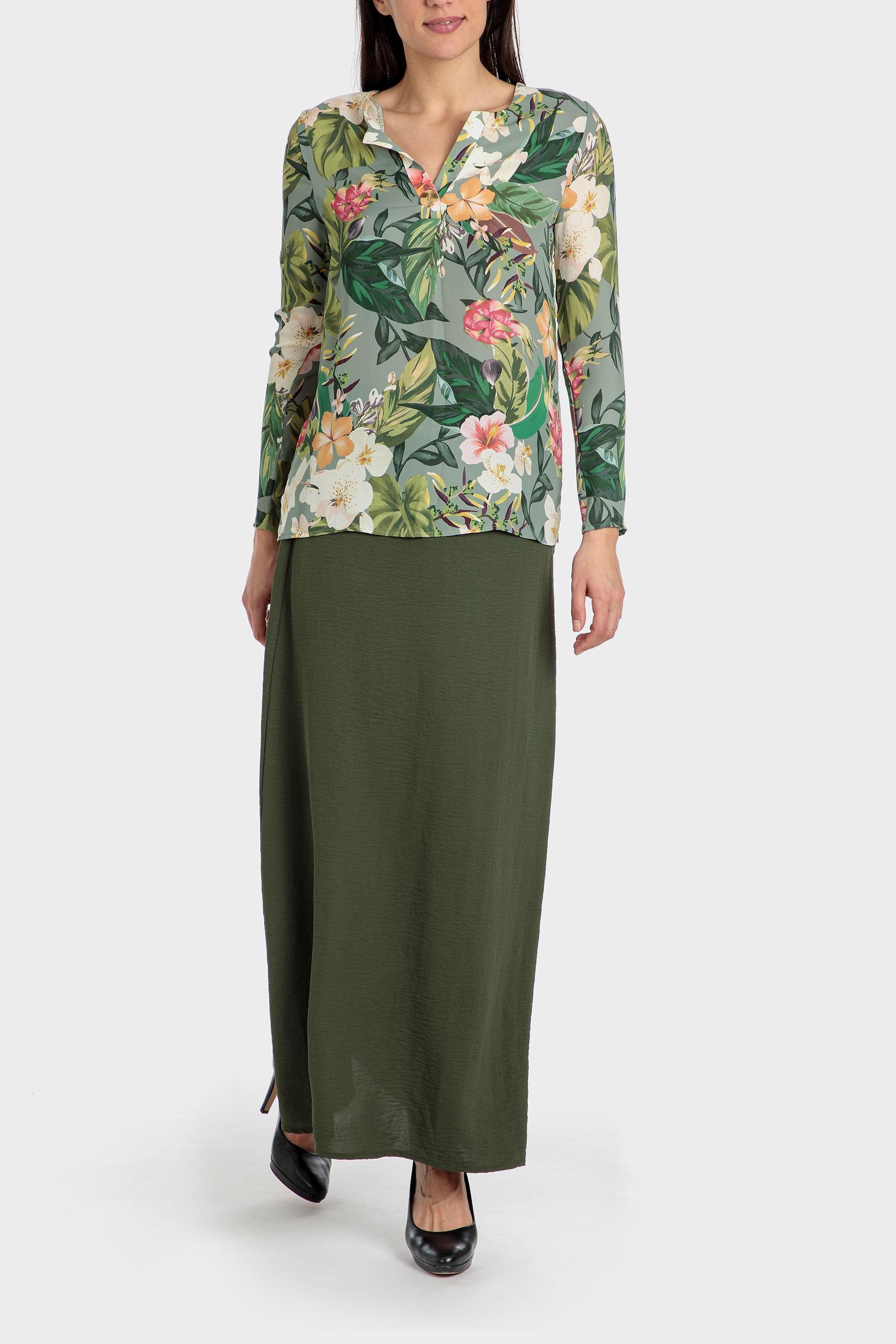 Green Floral Print Blouse, , large image number 2