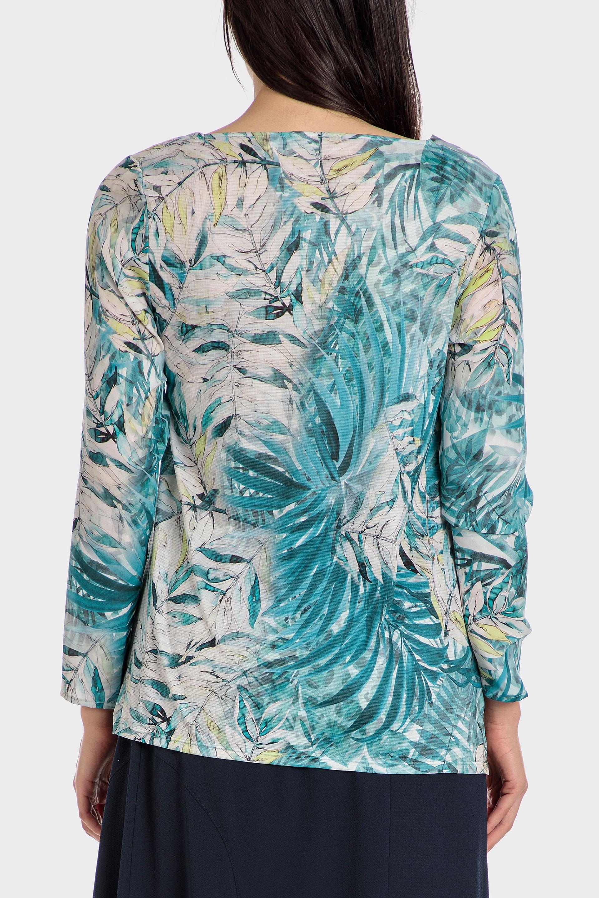 Blue Leaf Printed Blouse, , large image number 1
