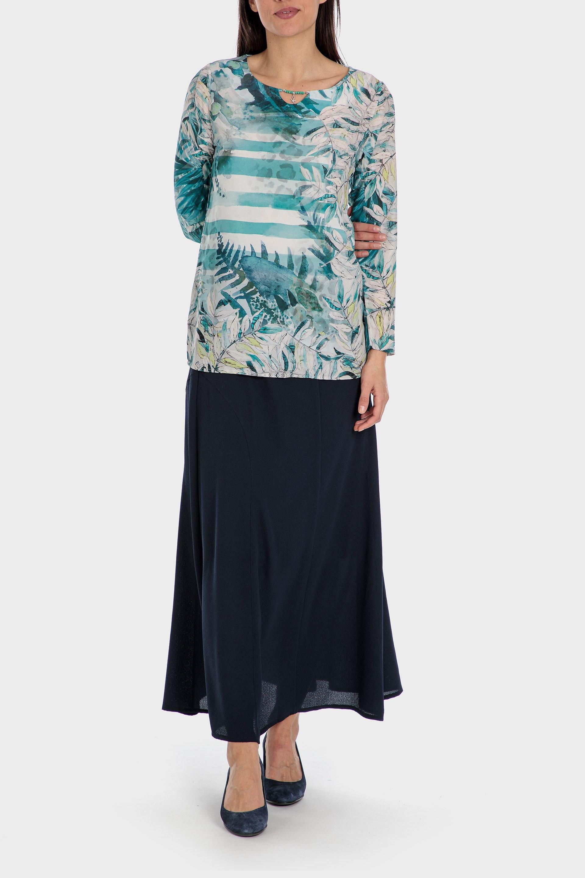 Blue Leaf Printed Blouse, , large image number 2
