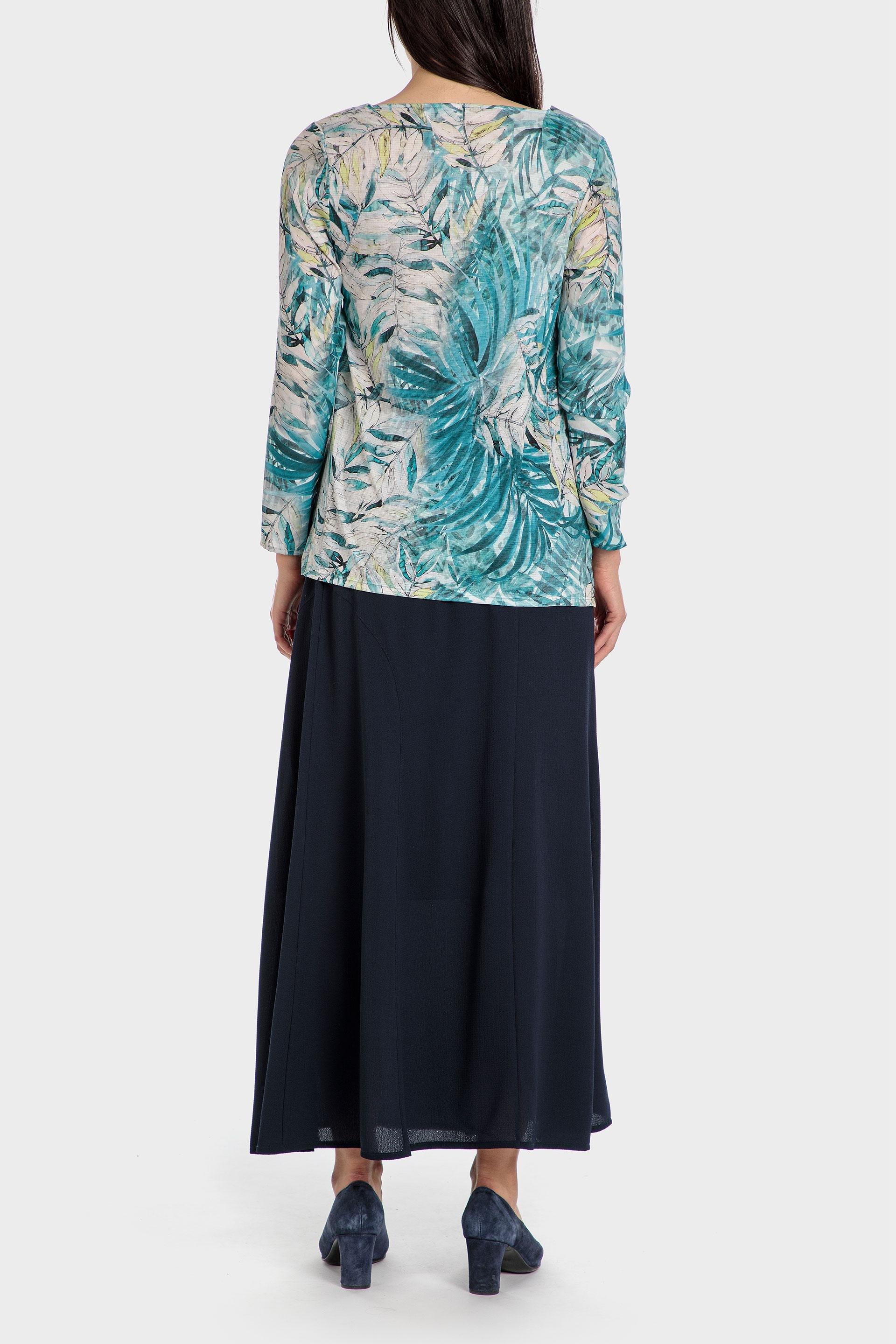 Blue Leaf Printed Blouse, , large image number 3