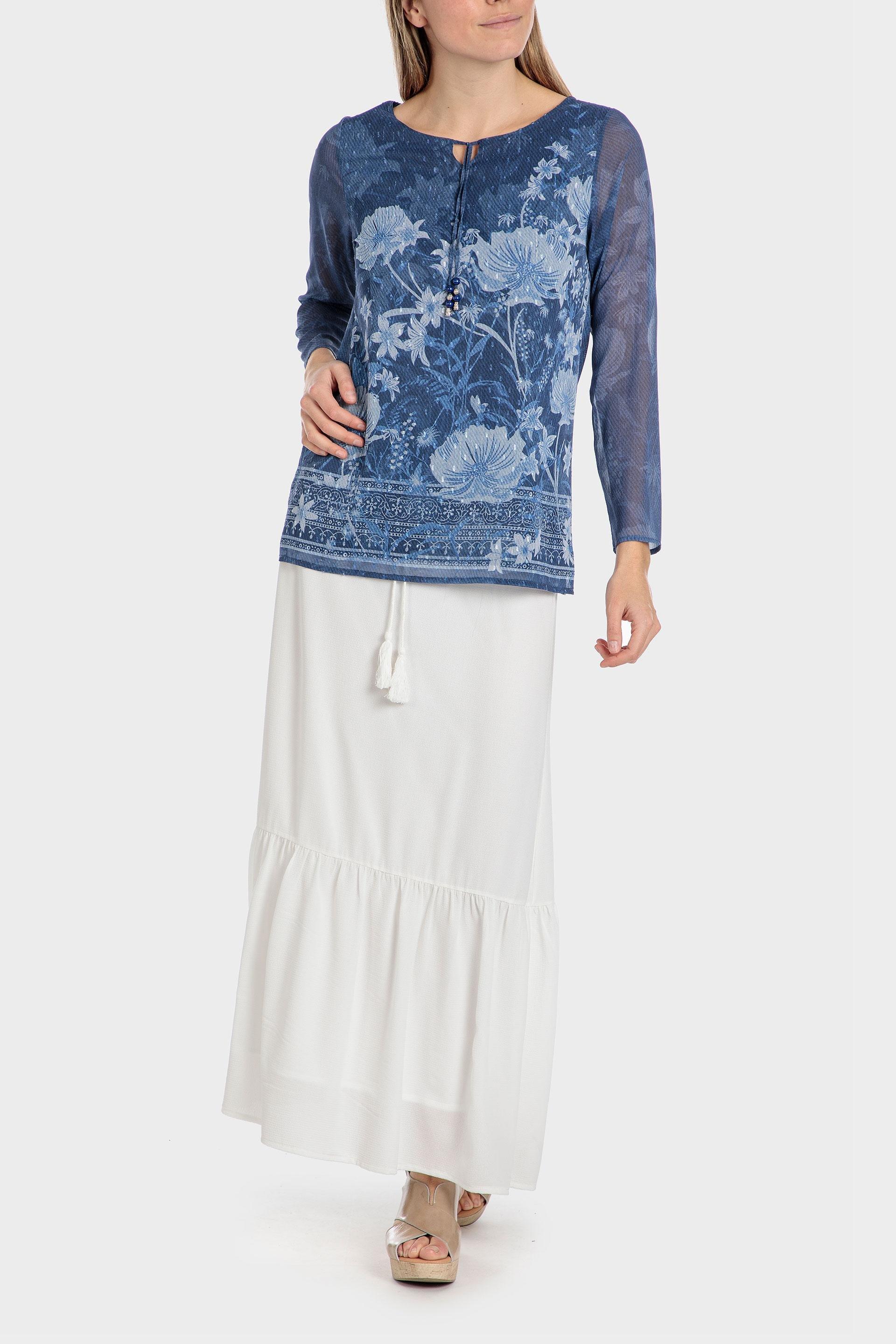 Blue Printed Blouse, , large image number 2