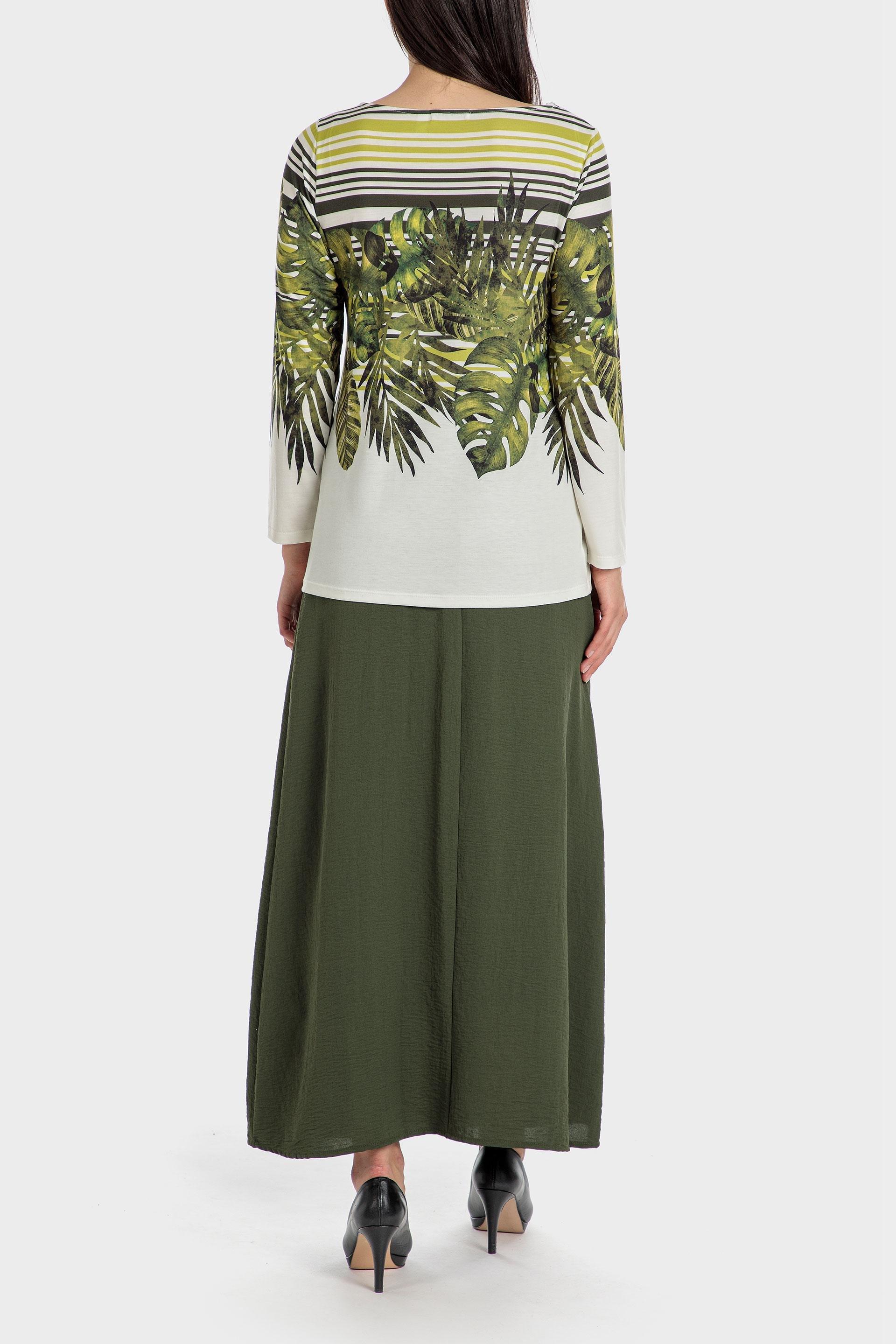 Punt Roma - Green Tropical Print Long Sleeve Top