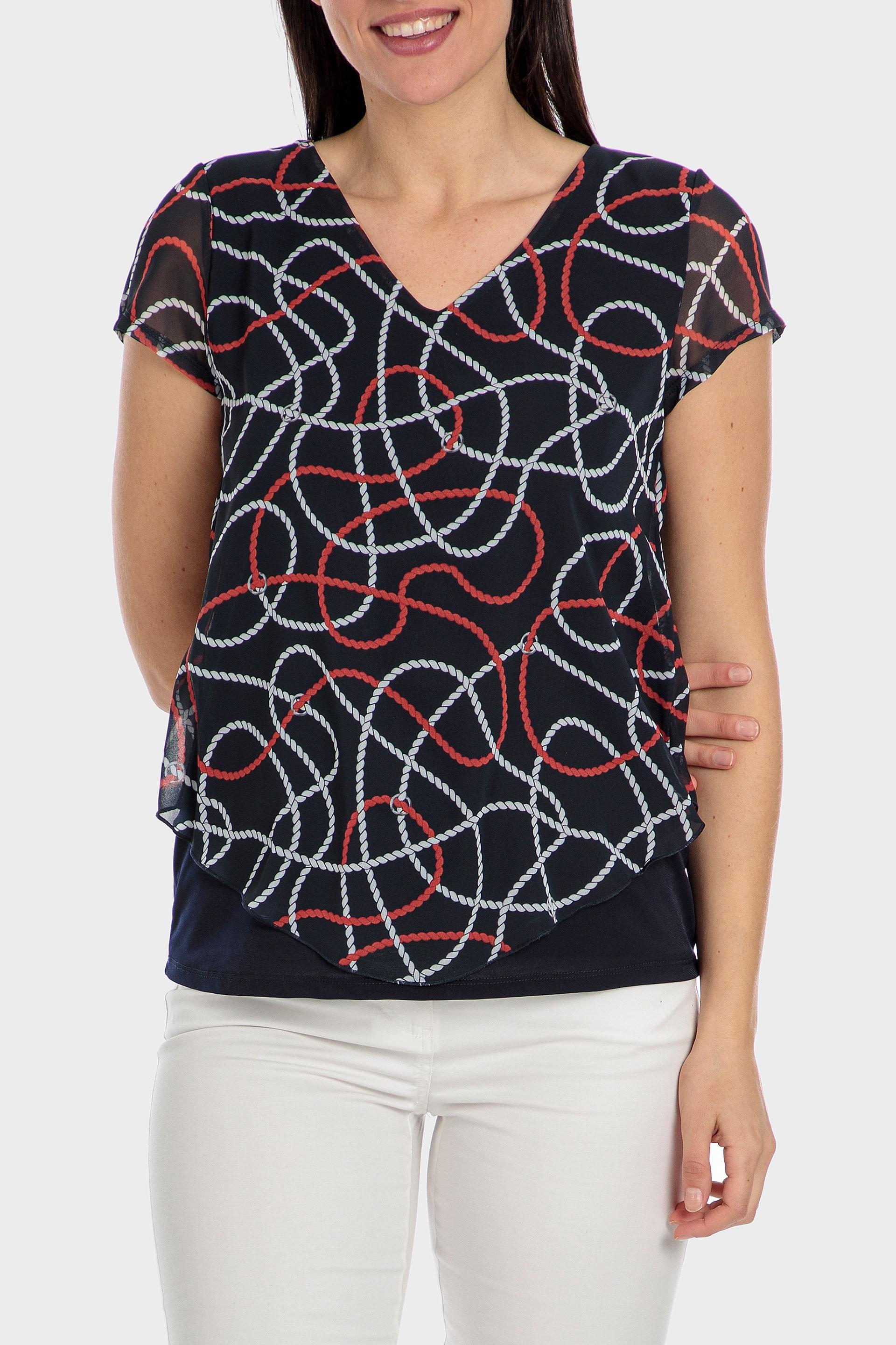 Navy Print T-Shirt, , large image number 0