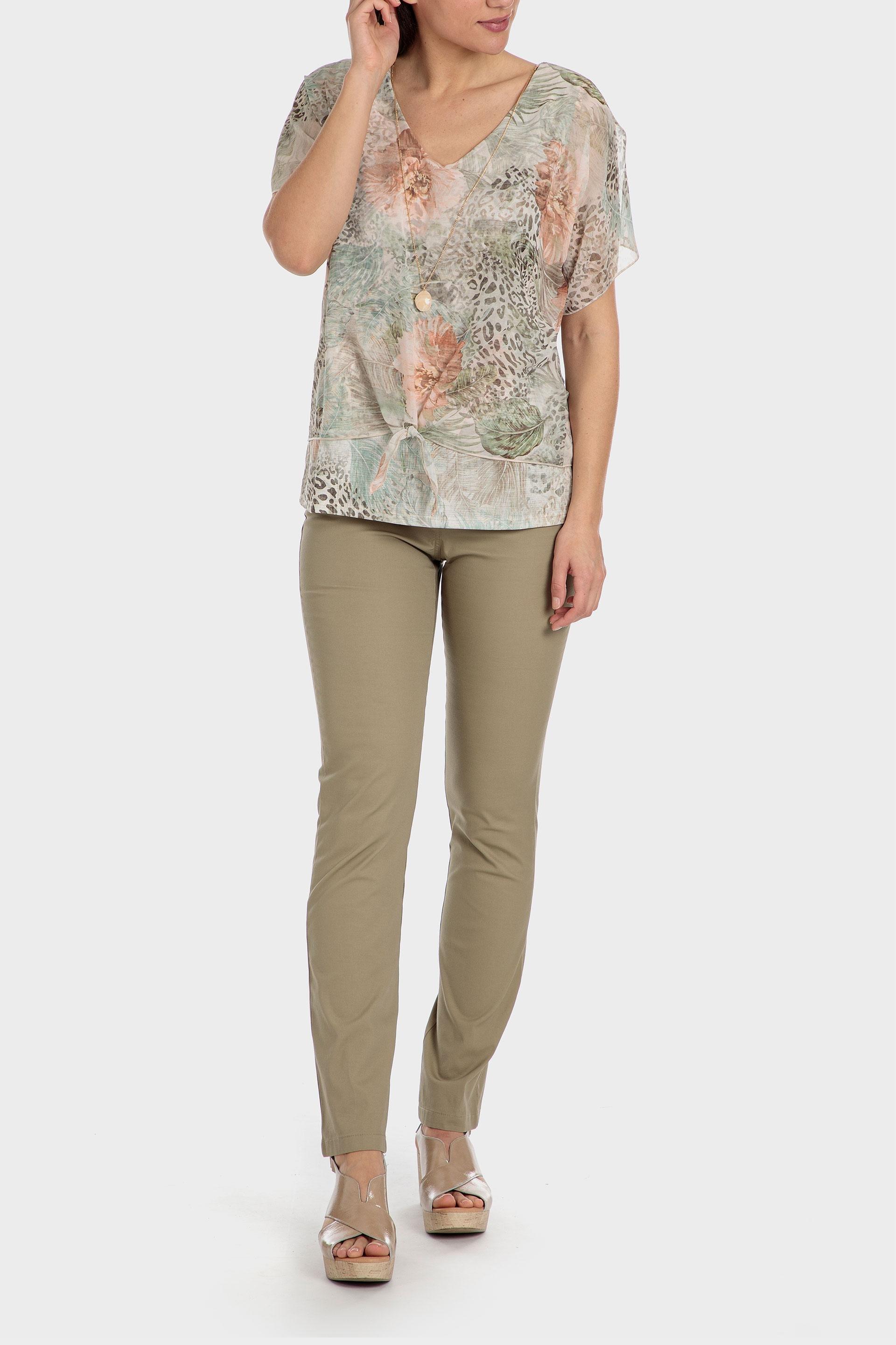 Punt Roma - Ecru Multi Animal Print Blouse