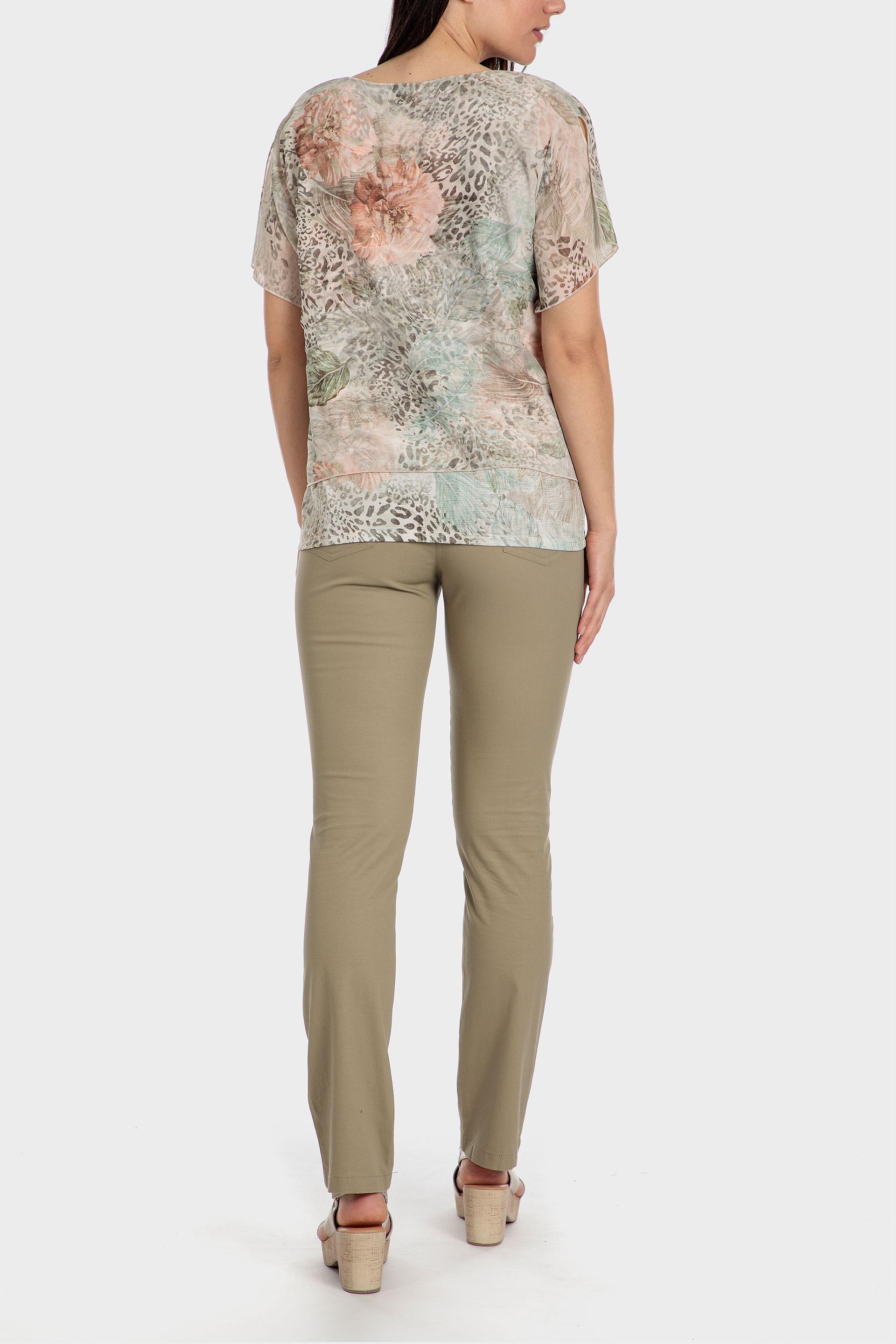 Punt Roma - Ecru Multi Animal Print Blouse