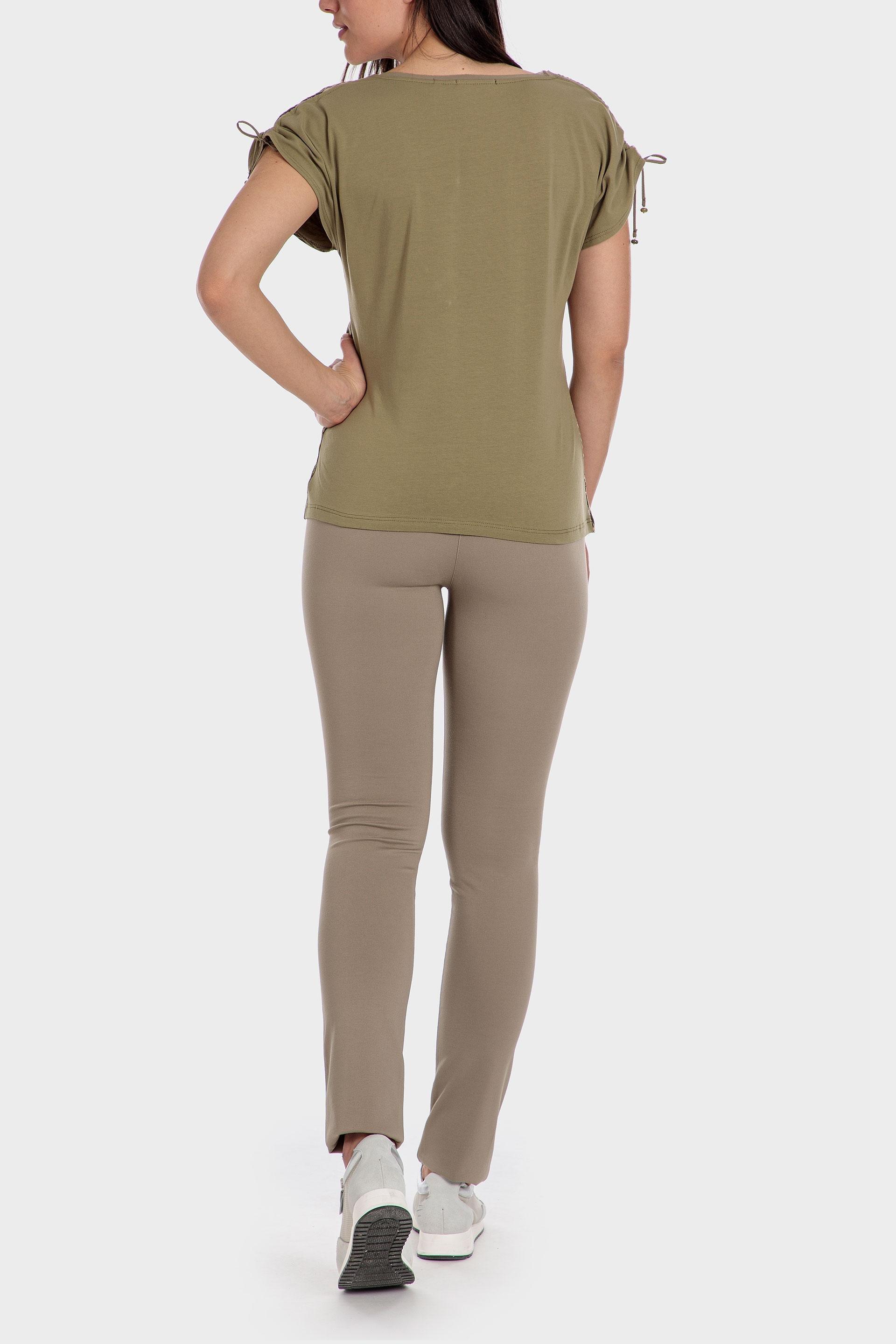 Olive Green Tropical Print T-Shirt, , large image number 1