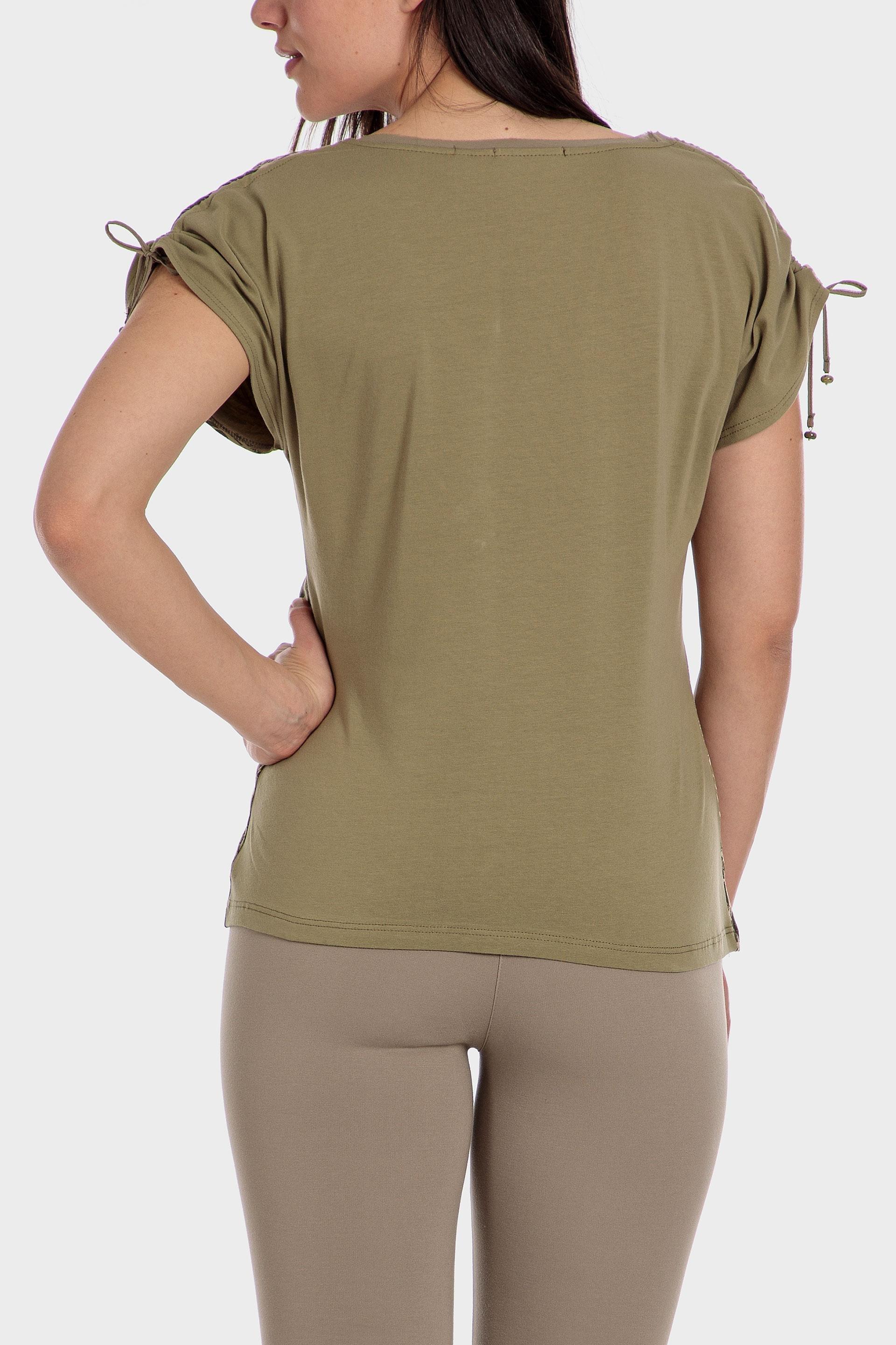 Olive Green Tropical Print T-Shirt, , large image number 3