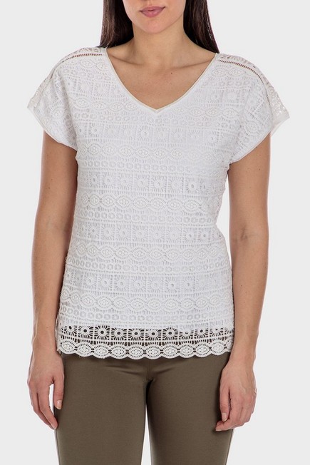 Punt Roma - White Crochet T-Shirt