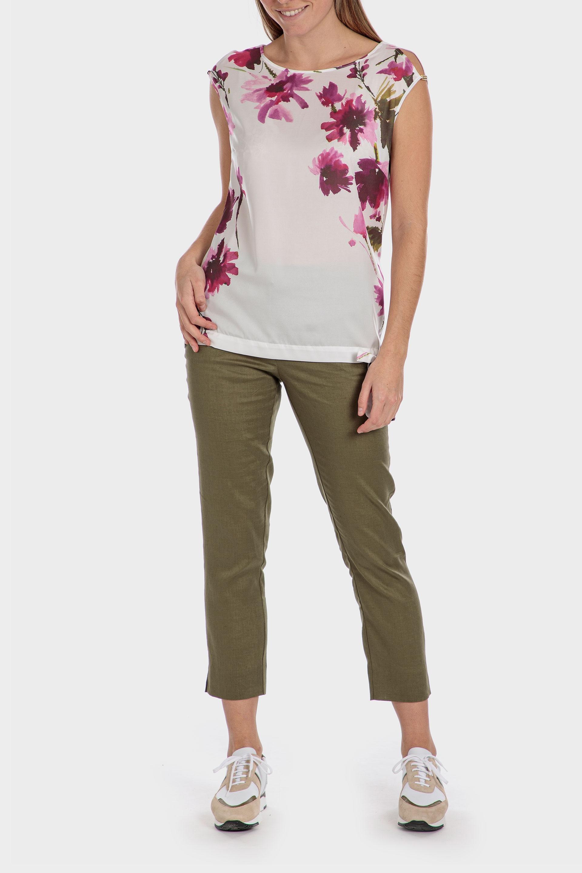 Punt Roma - White Floral Print Blouse