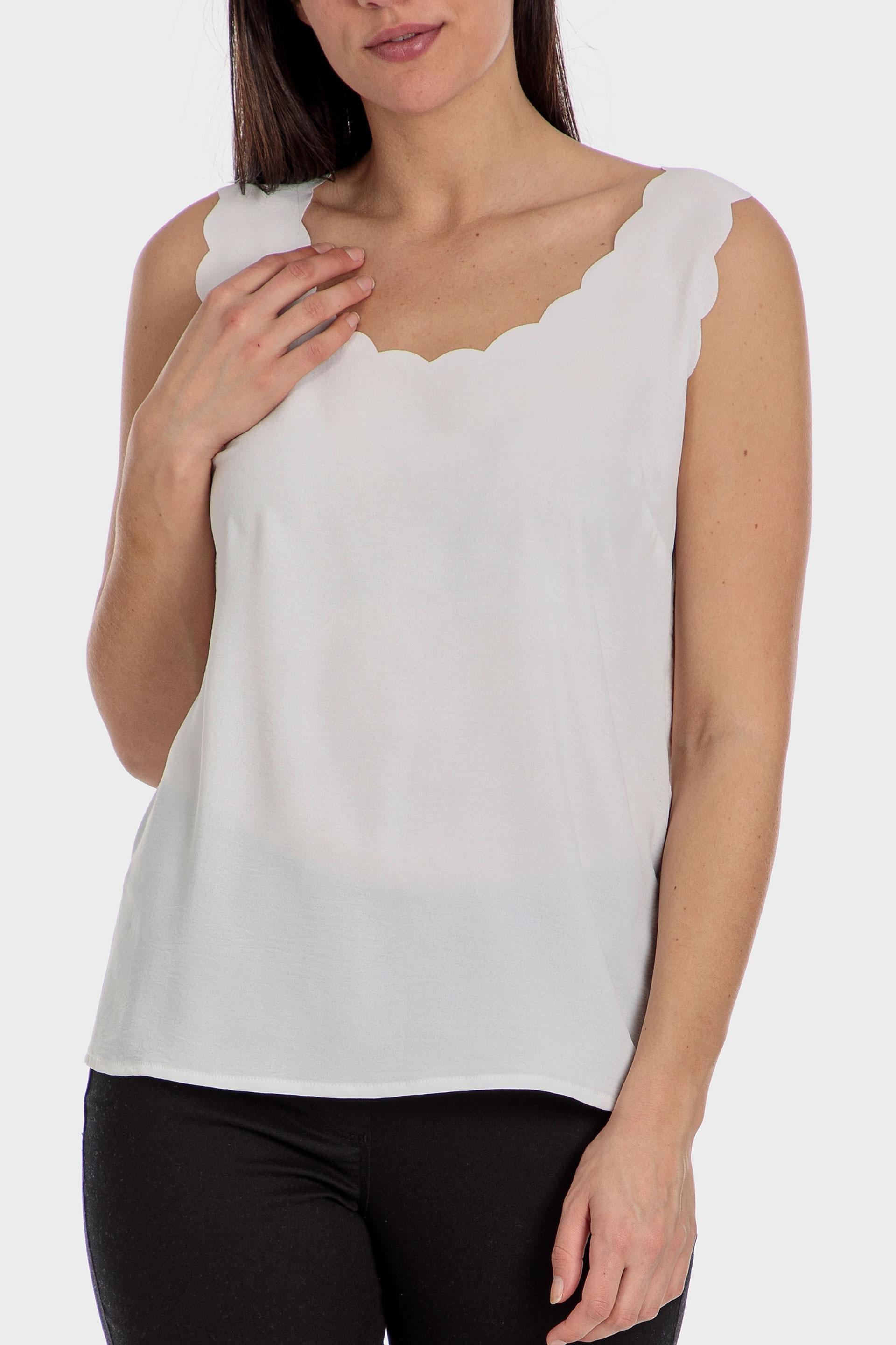 Punt Roma - White Fantasy Neck Top