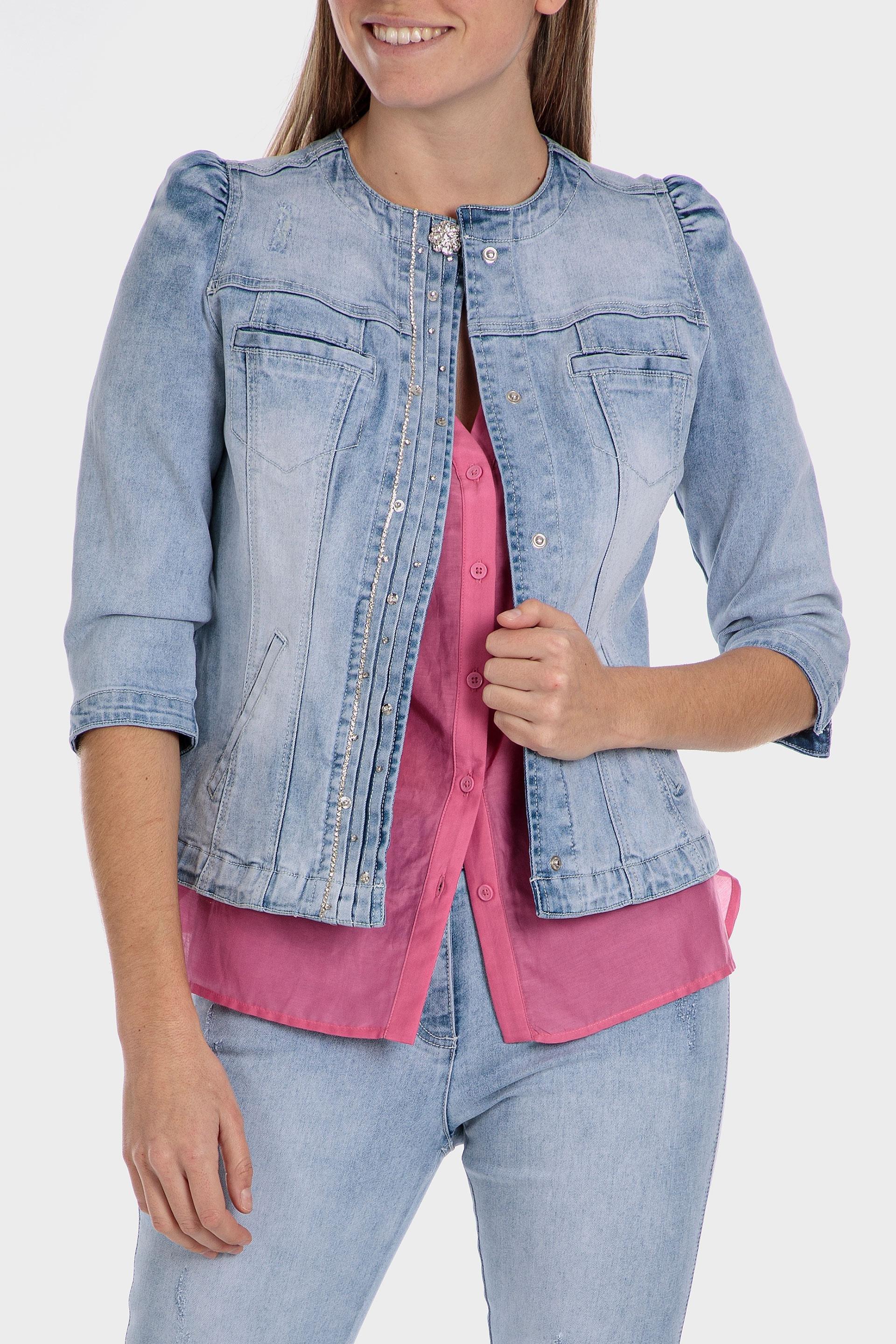 DENIM JACKET WITH GEMSTO, , large image number 0