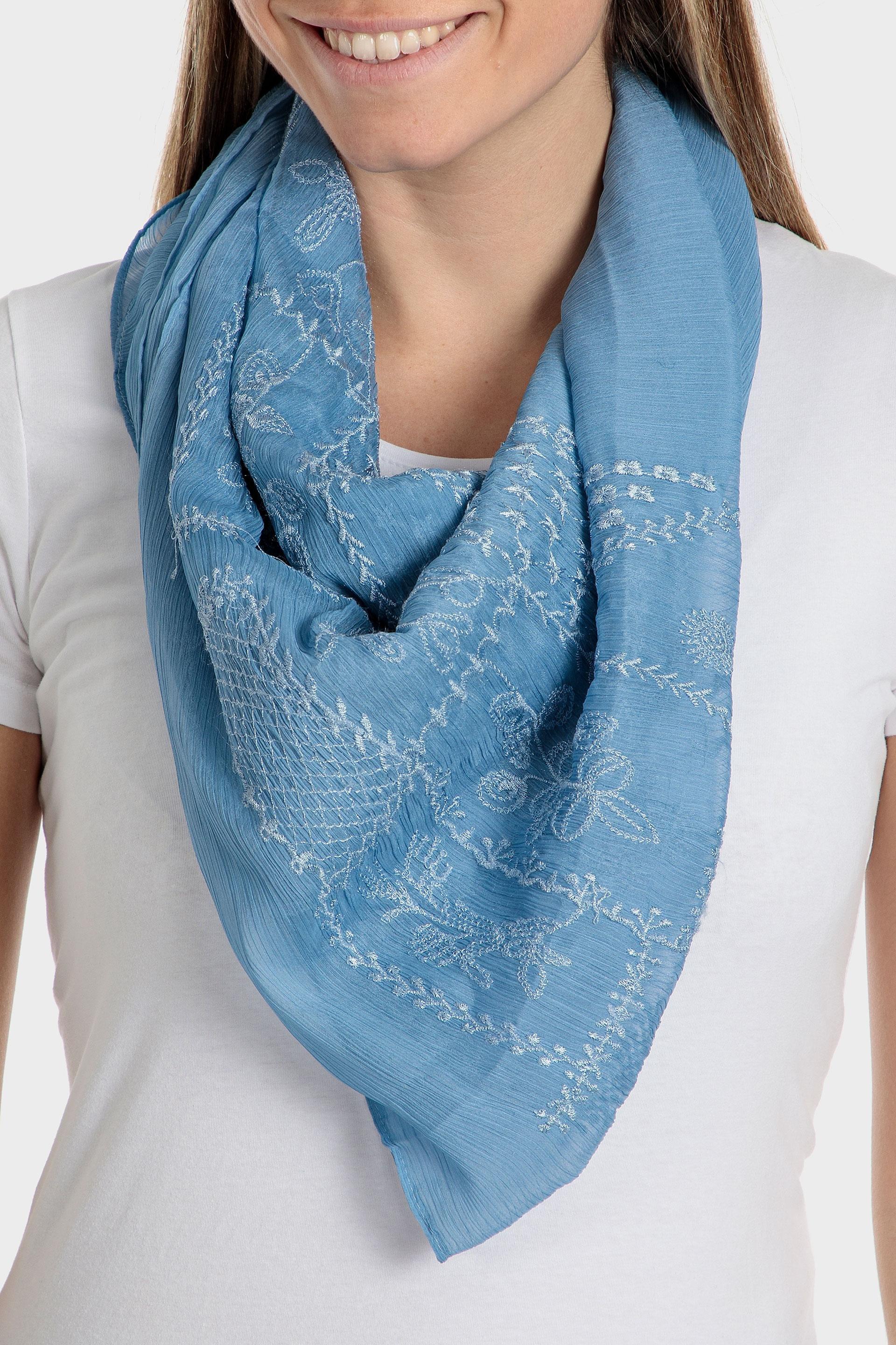 Blue Embroidered Pashmina, , large image number 0